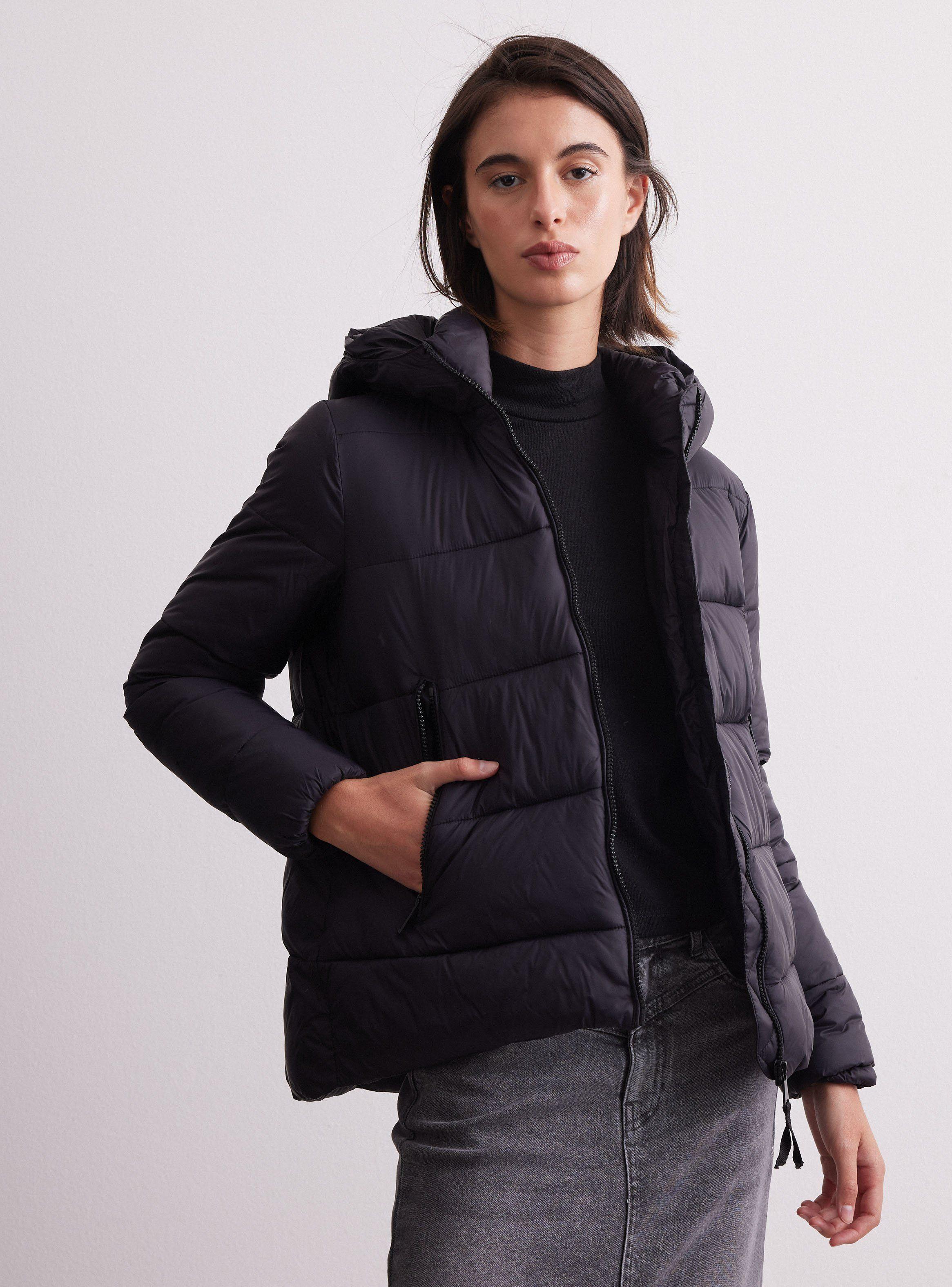 Parka Acolchada Básica Con Gorro-0