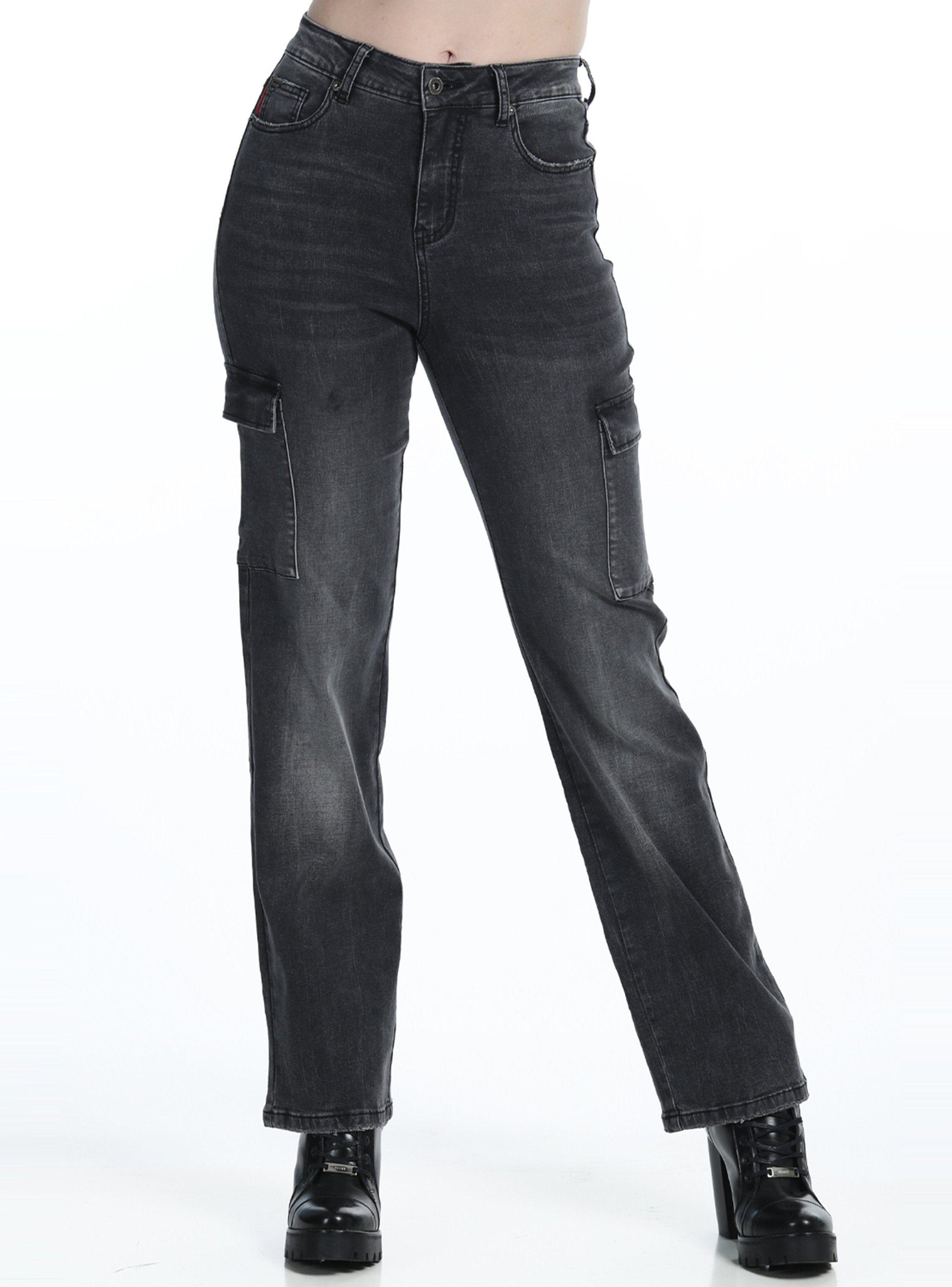 Jeans Cargo Washed Black-0