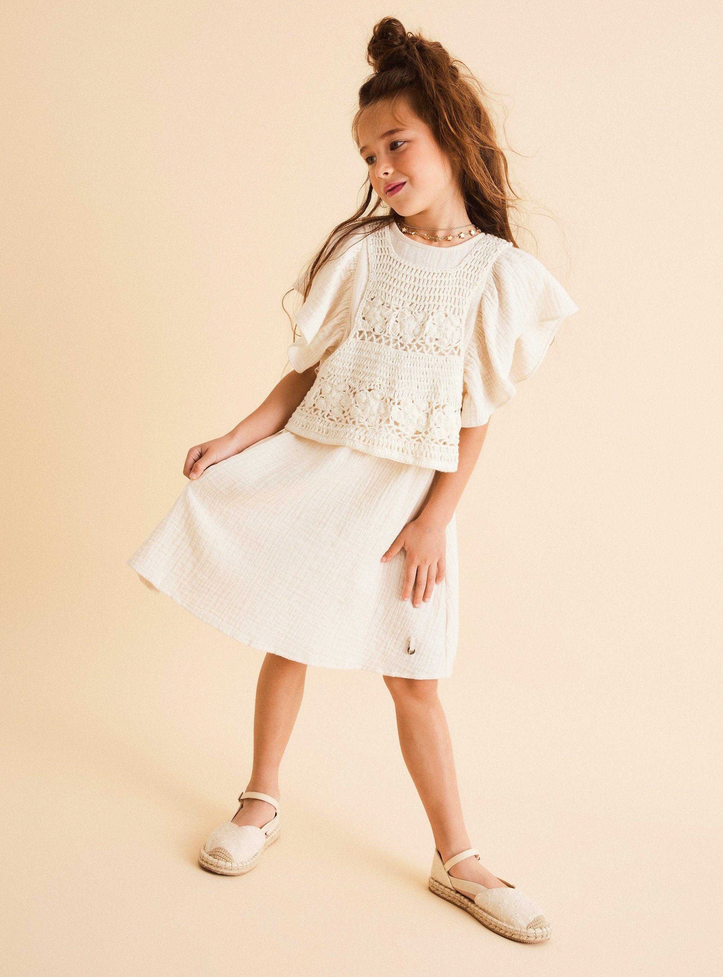 Vestido Muselina con Top de Crochet-0