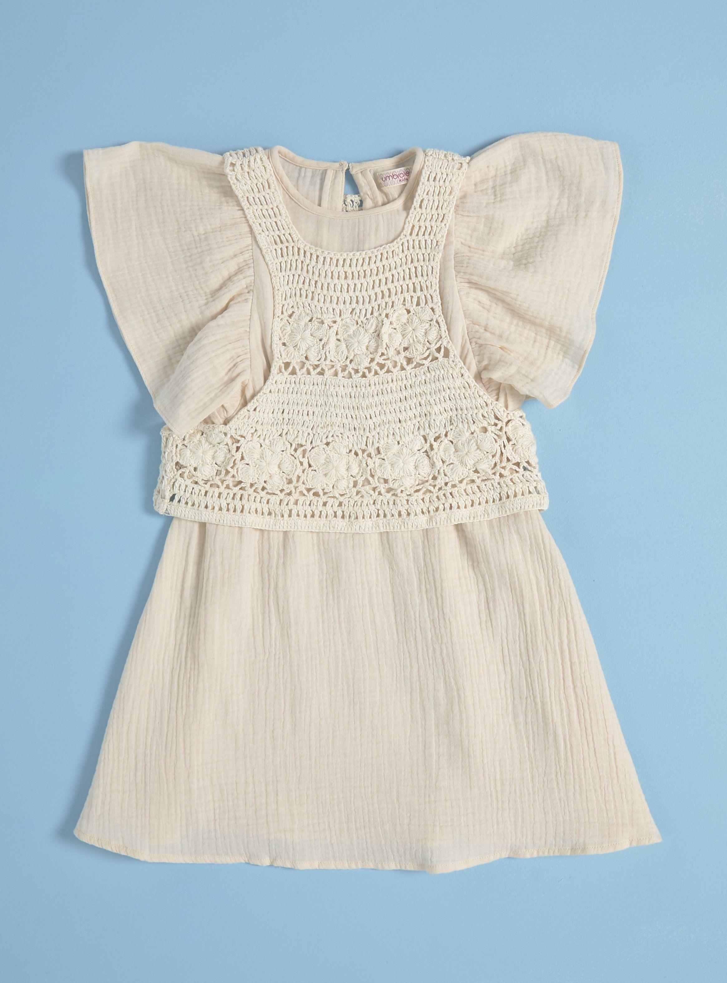 Vestido Muselina con Top de Crochet-2