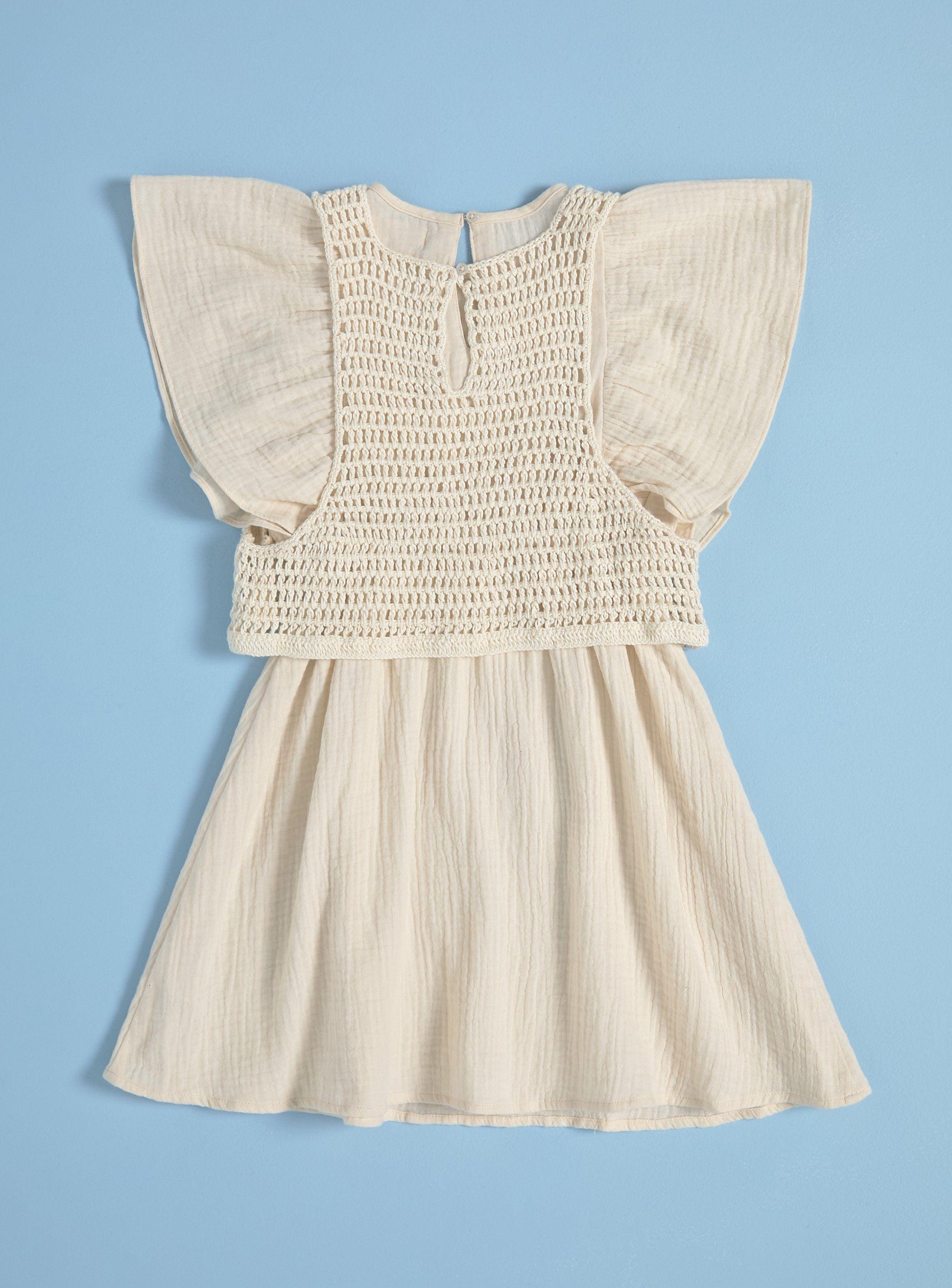 Vestido Muselina con Top de Crochet-3