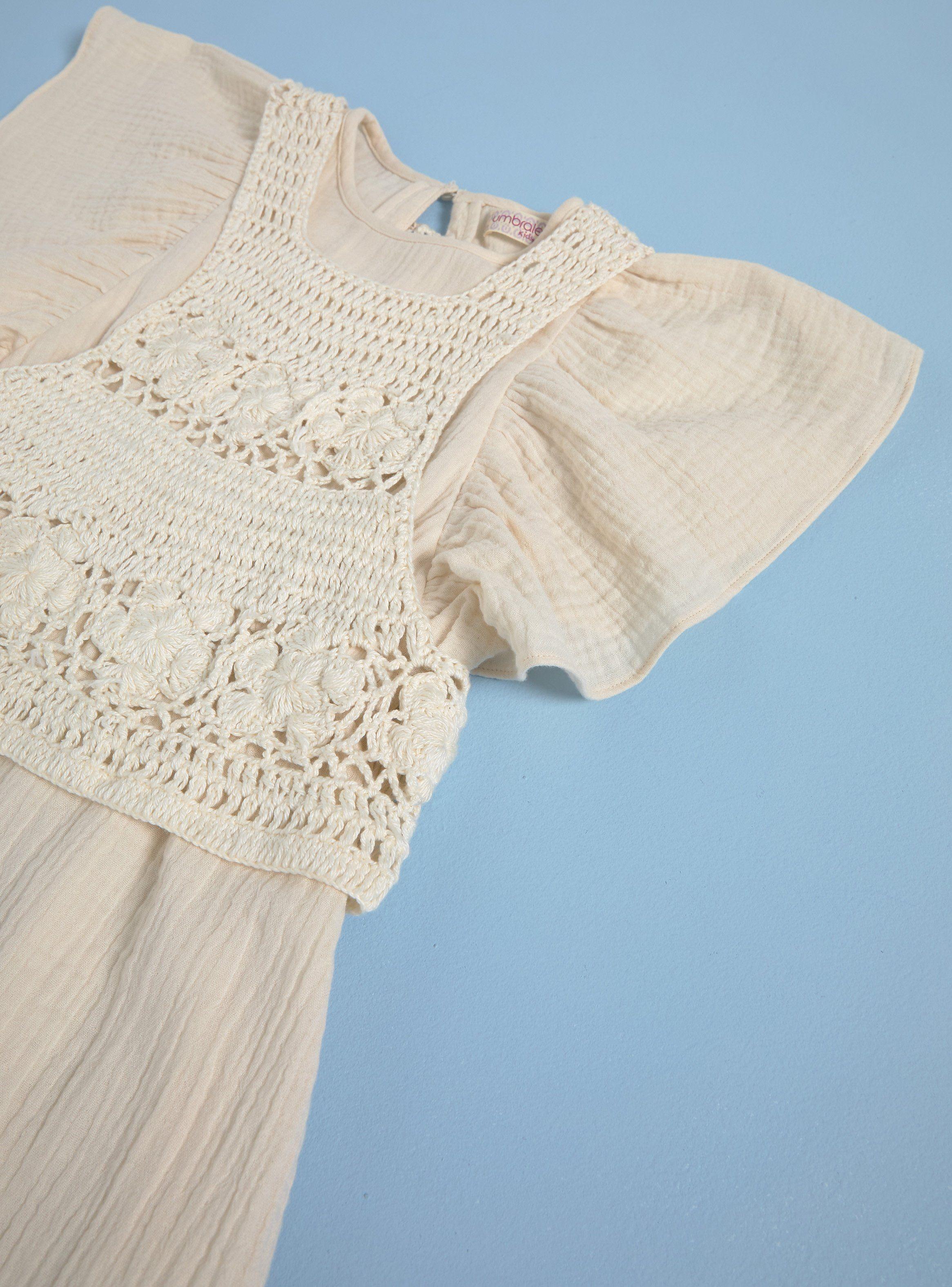 Vestido Muselina con Top de Crochet-4