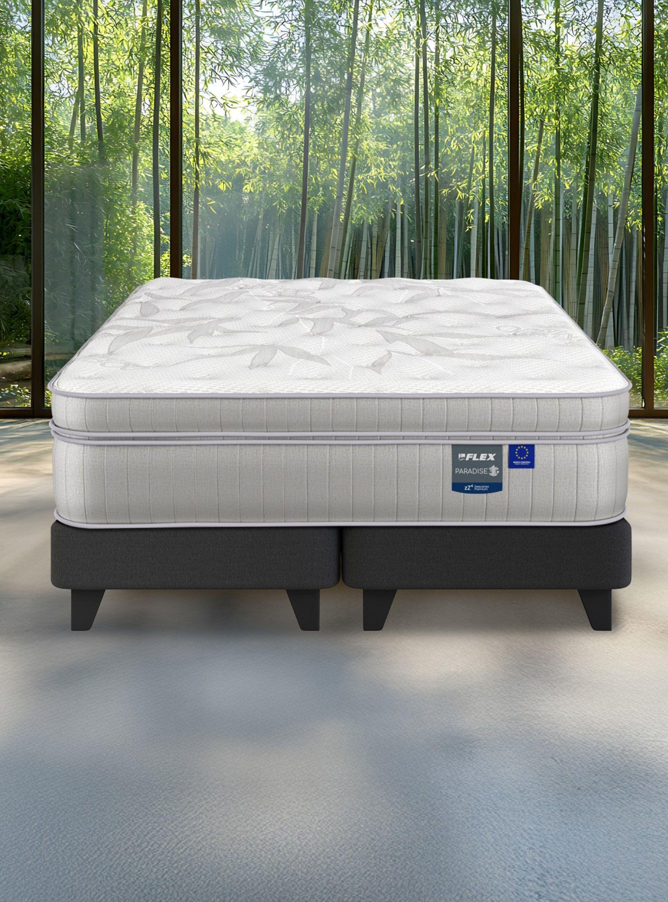 Cama Europea Paradise Súper King + Respaldo Design Gris-5