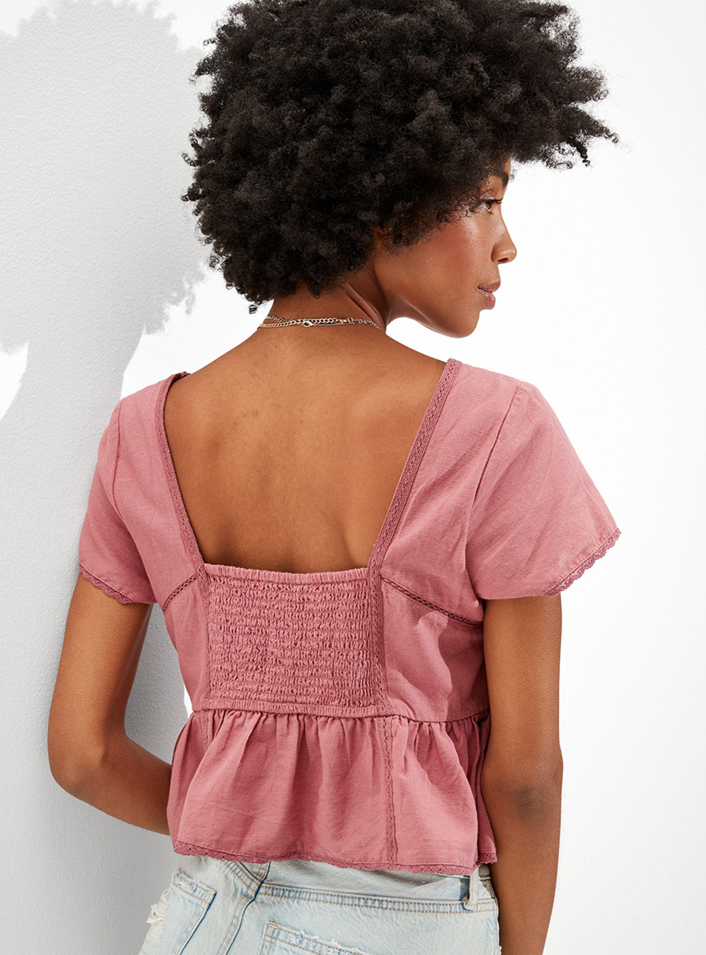 Polera Cropped Embroidered Babydoll Top-1