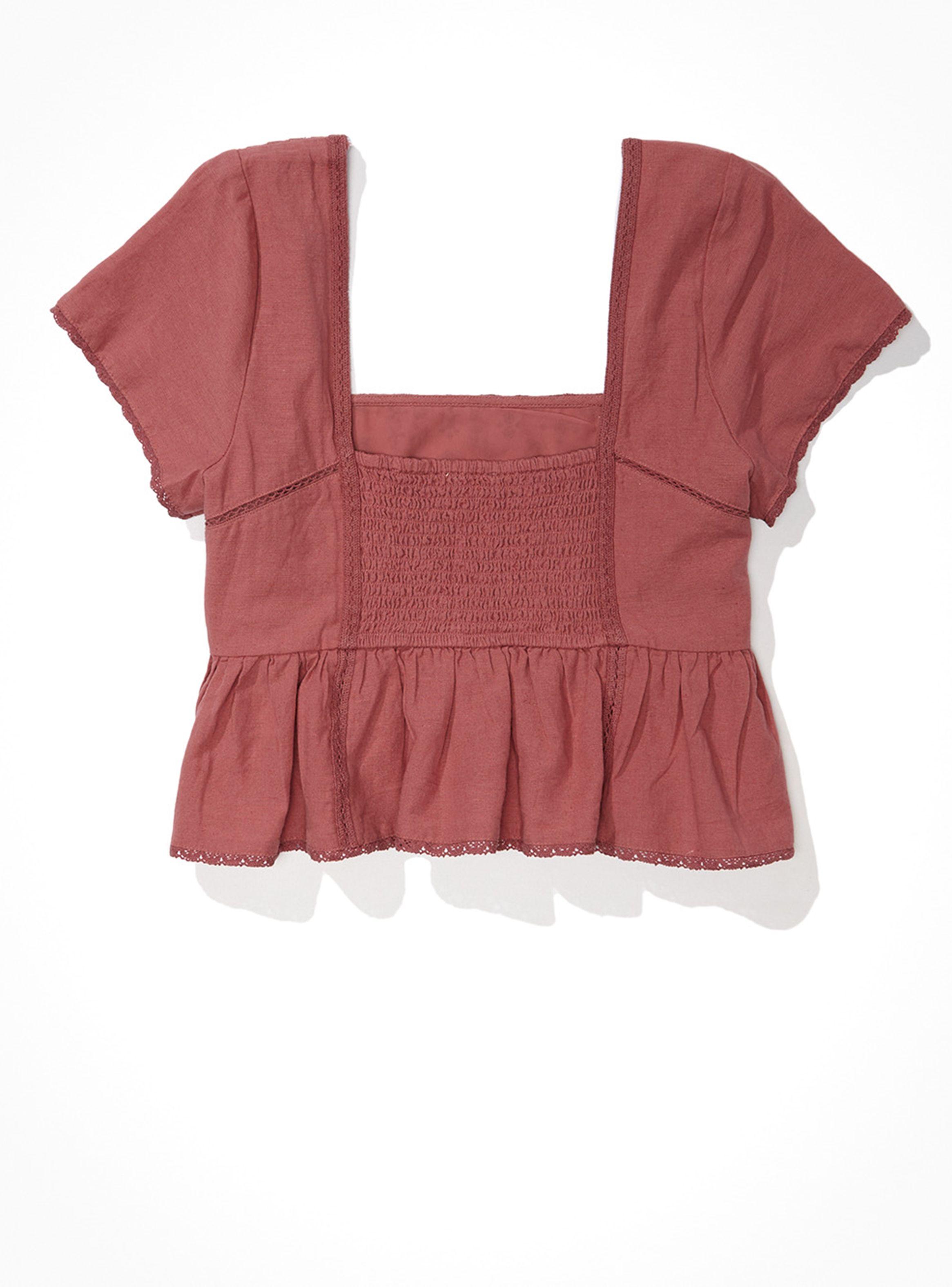 Polera Cropped Embroidered Babydoll Top-3