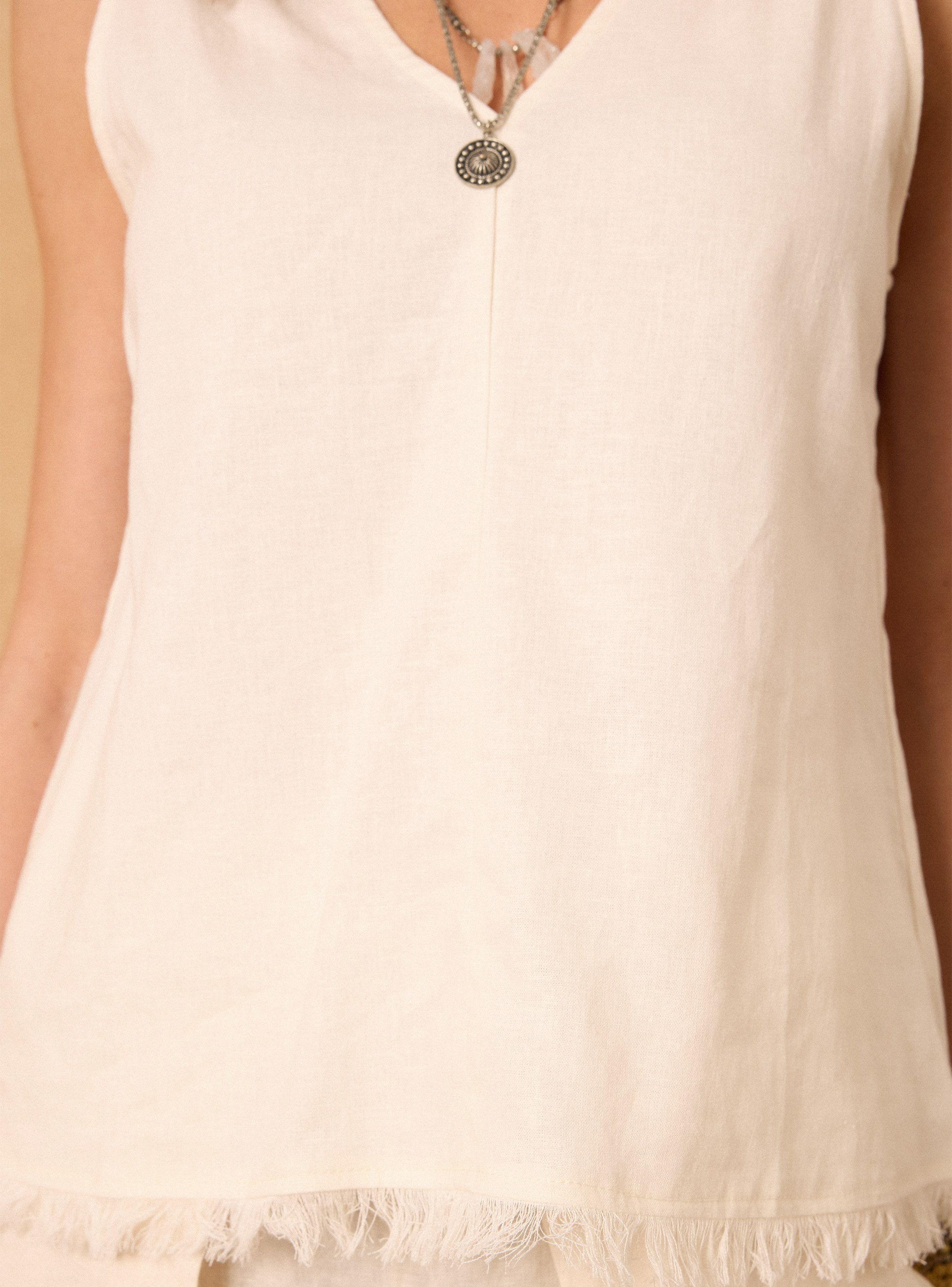 Blusa Detalle Desflecado con Lino-3