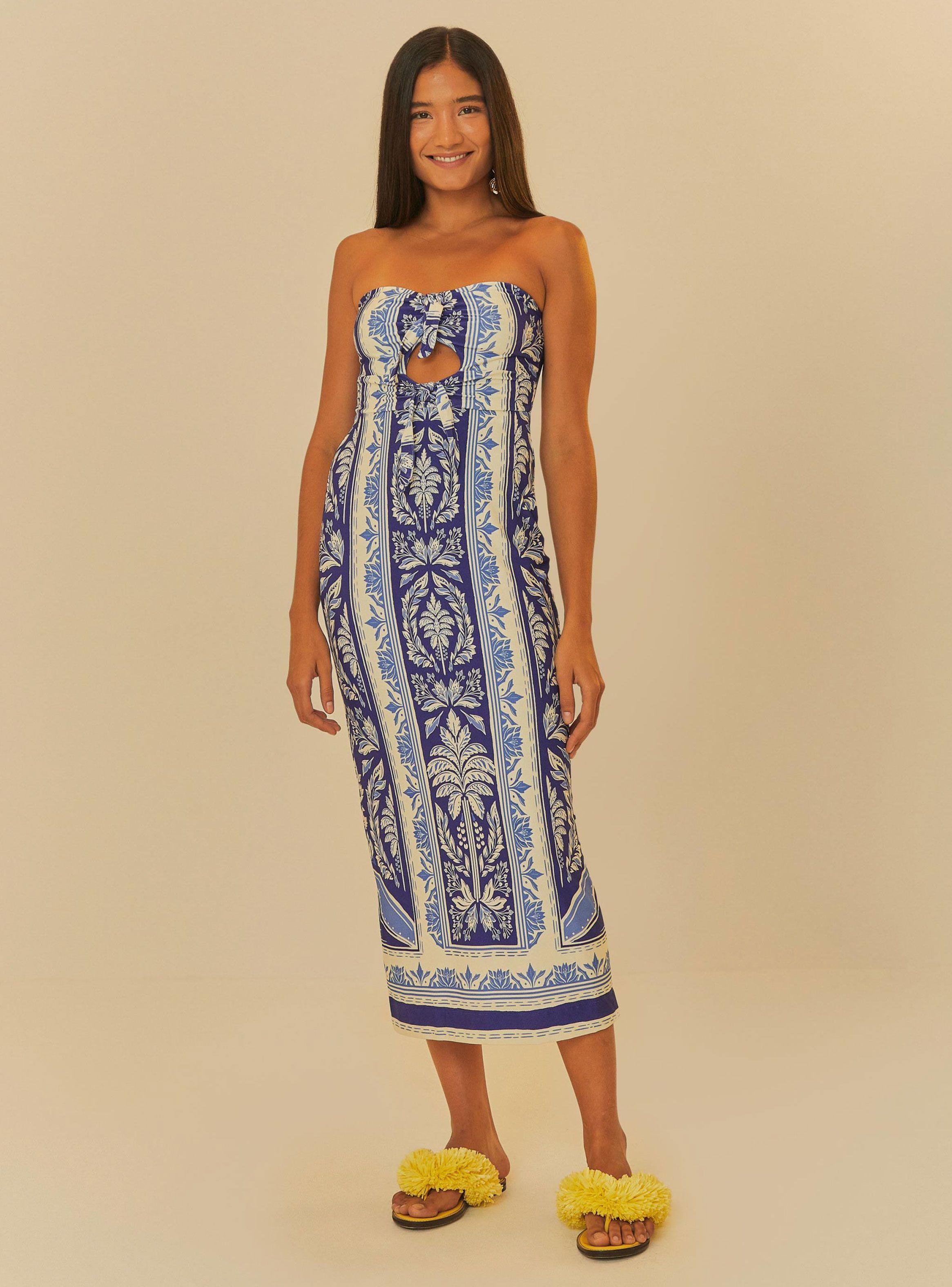Vestido Largo Strapless con Apertura-0
