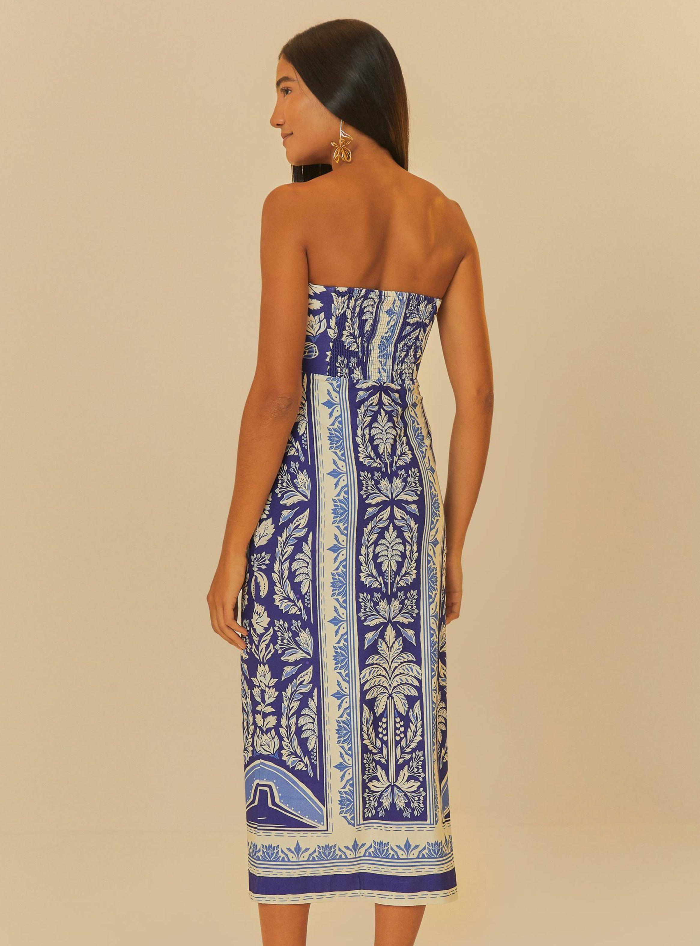 Vestido Largo Strapless con Apertura-1