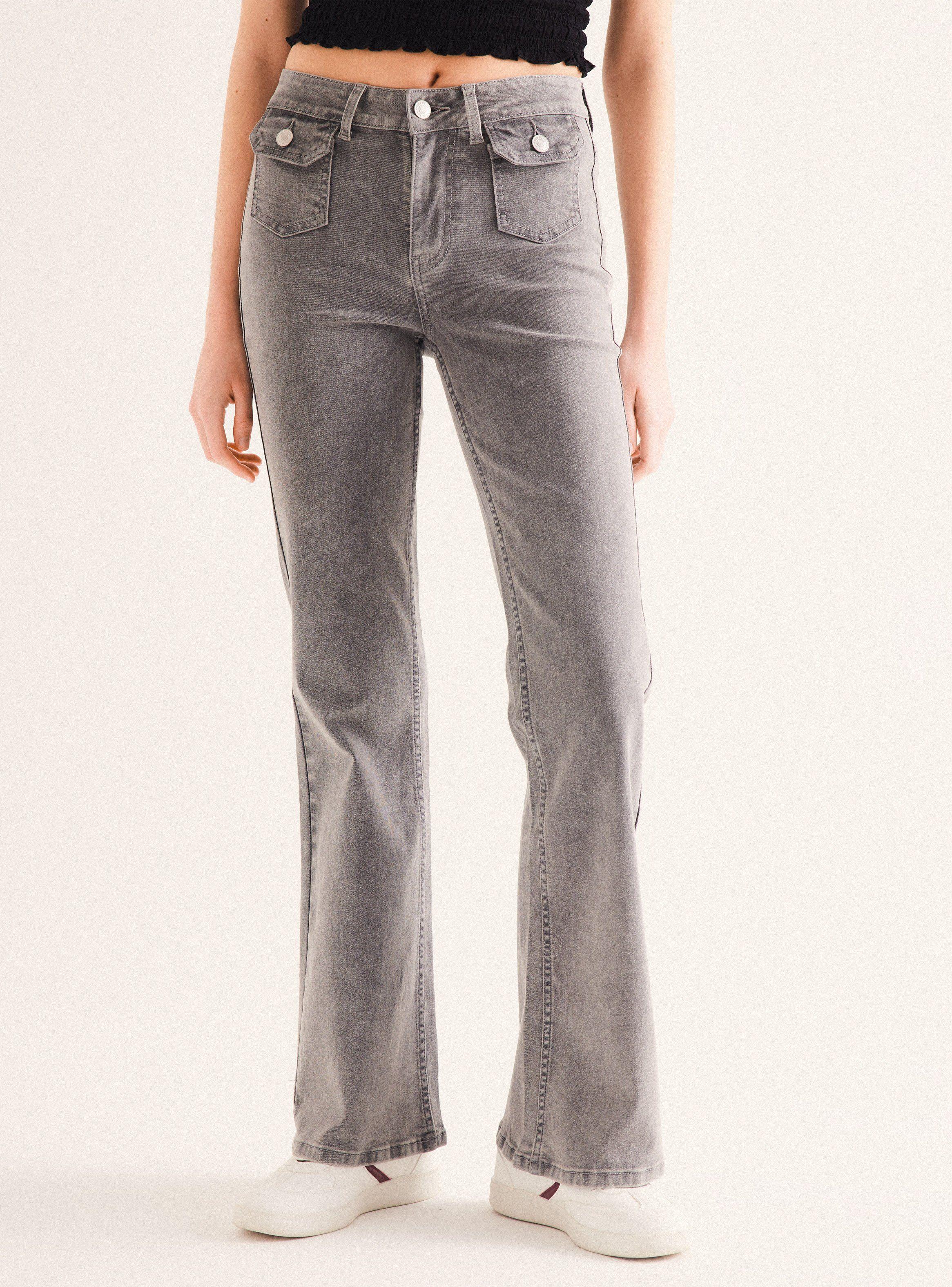 Jeans Bolsillos Delantero Tapeta Tiro Bajo-0