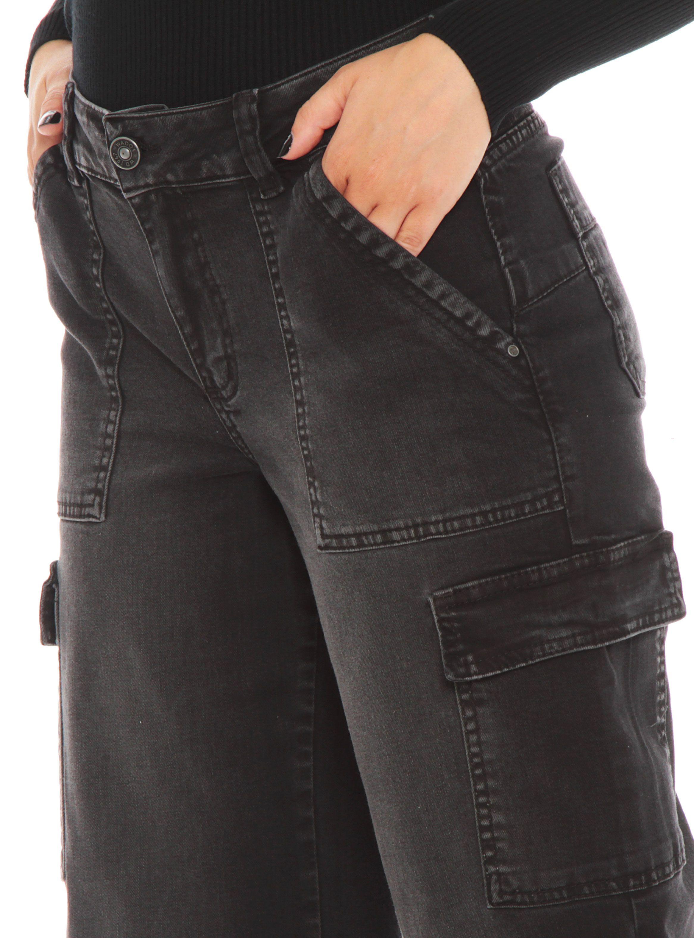 Jeans Cargo Wide Leg Tiro Alto con Pretina-2