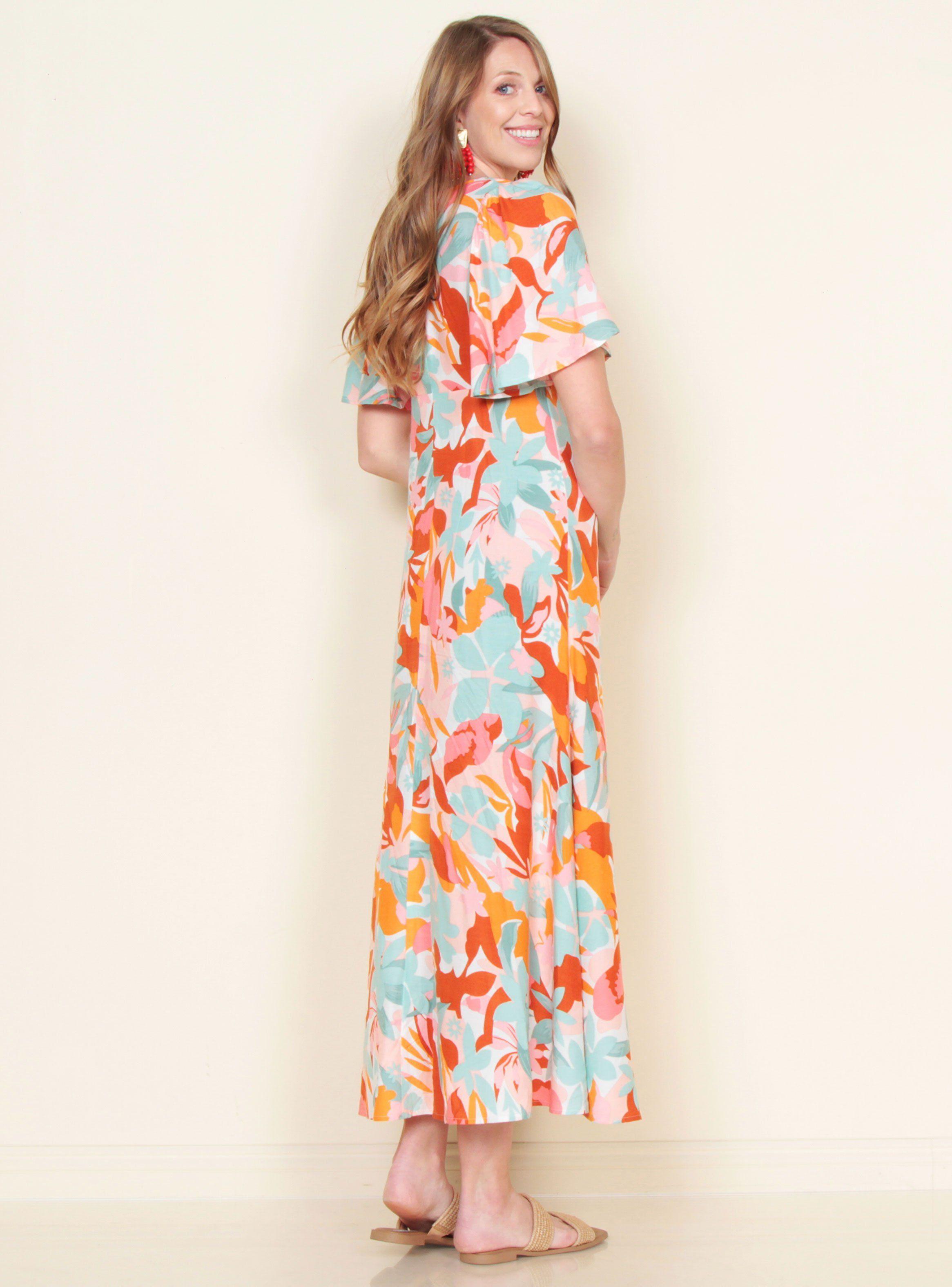 Vestido Estampado Manga Corta Escote V-1