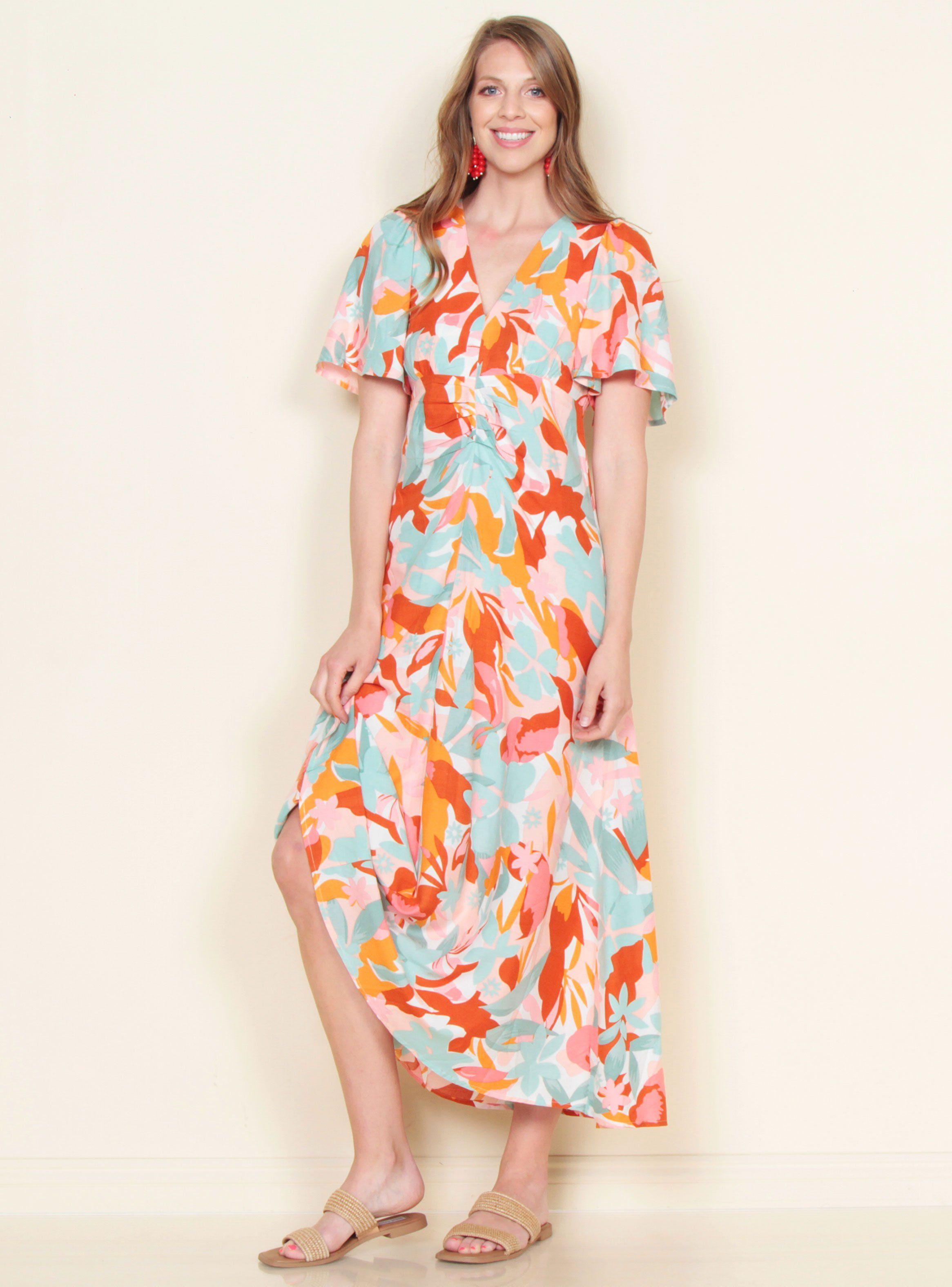 Vestido Estampado Manga Corta Escote V-2