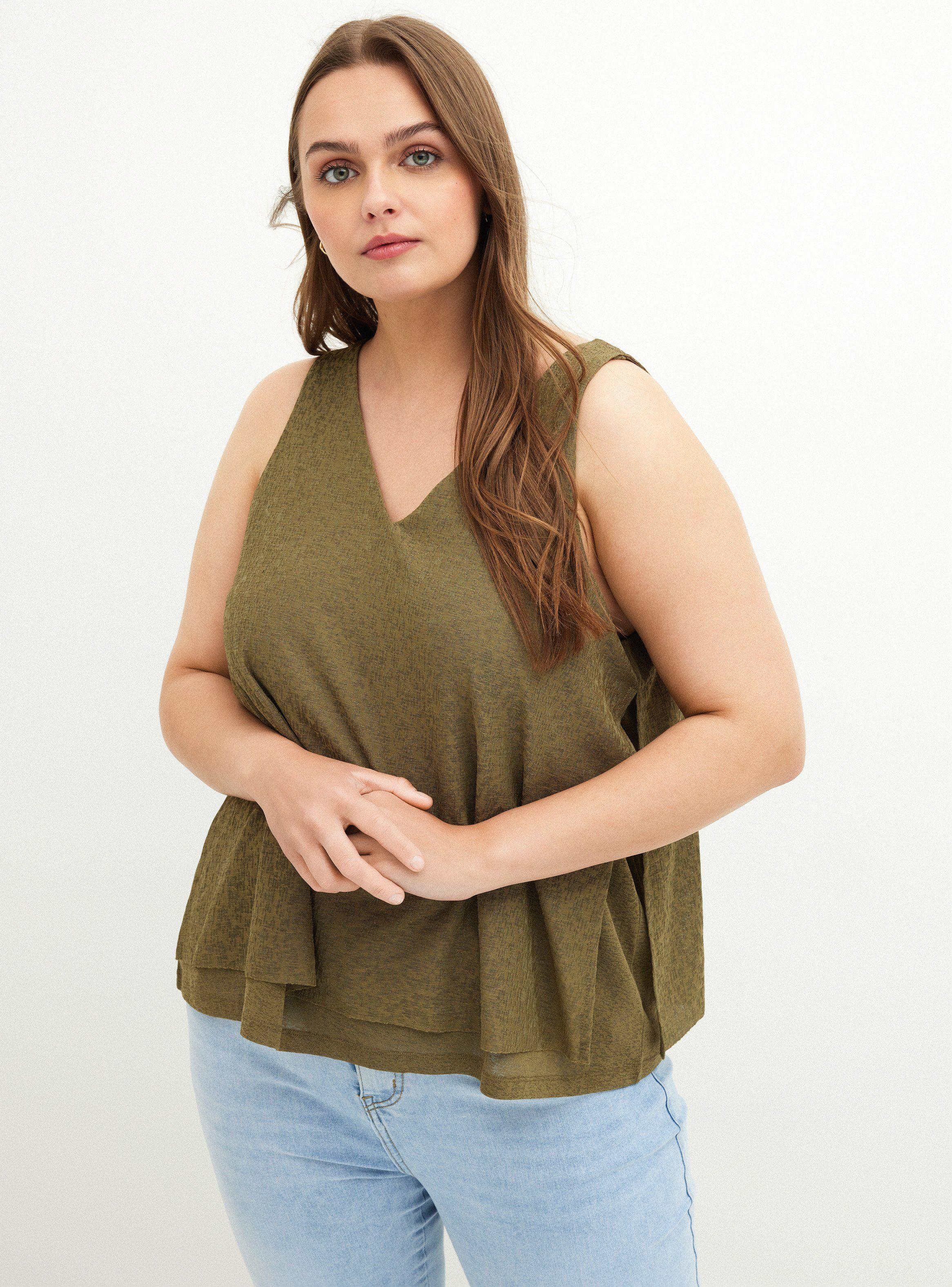 Blusa Doble Capa Texturada Escote V-0