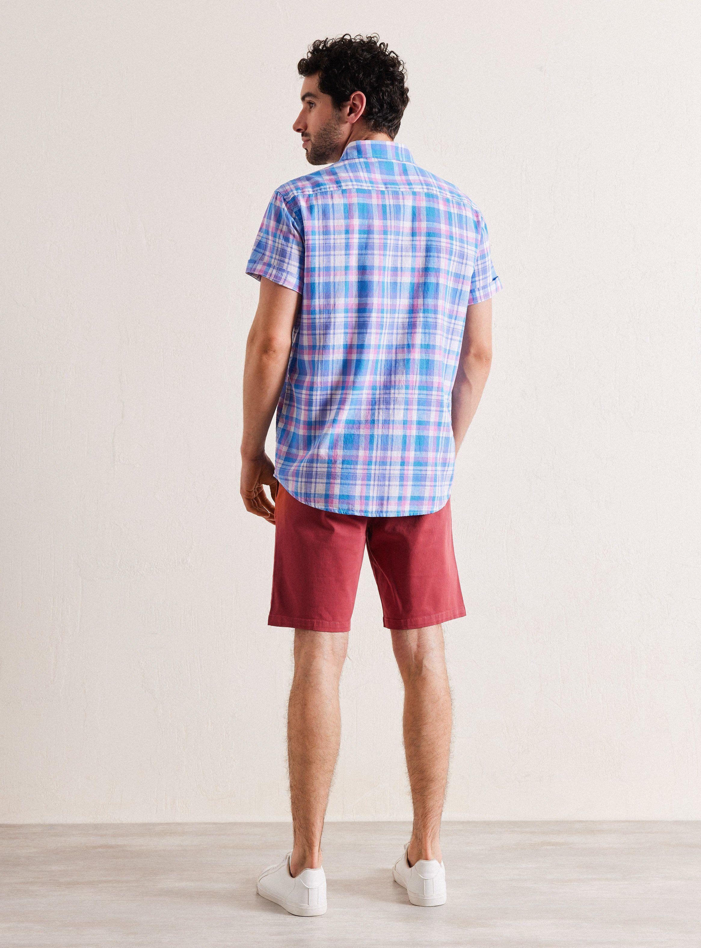 Camisa de Vestir Manga Corta Lino Cotton Cuadros-5