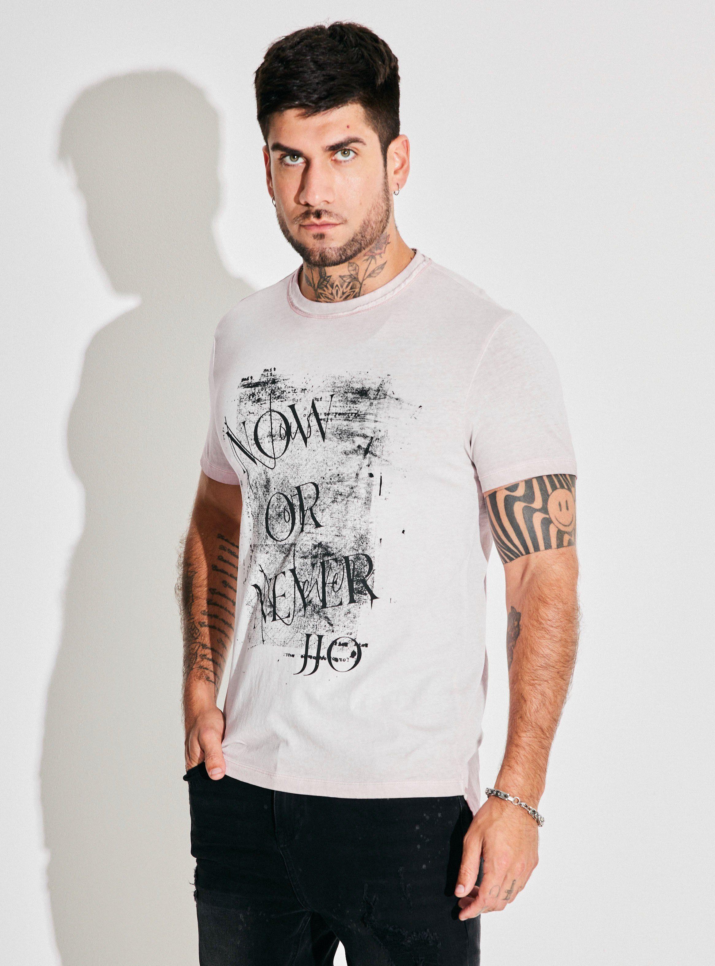 Polera Lavado Desgastado Estampado Delantero-0