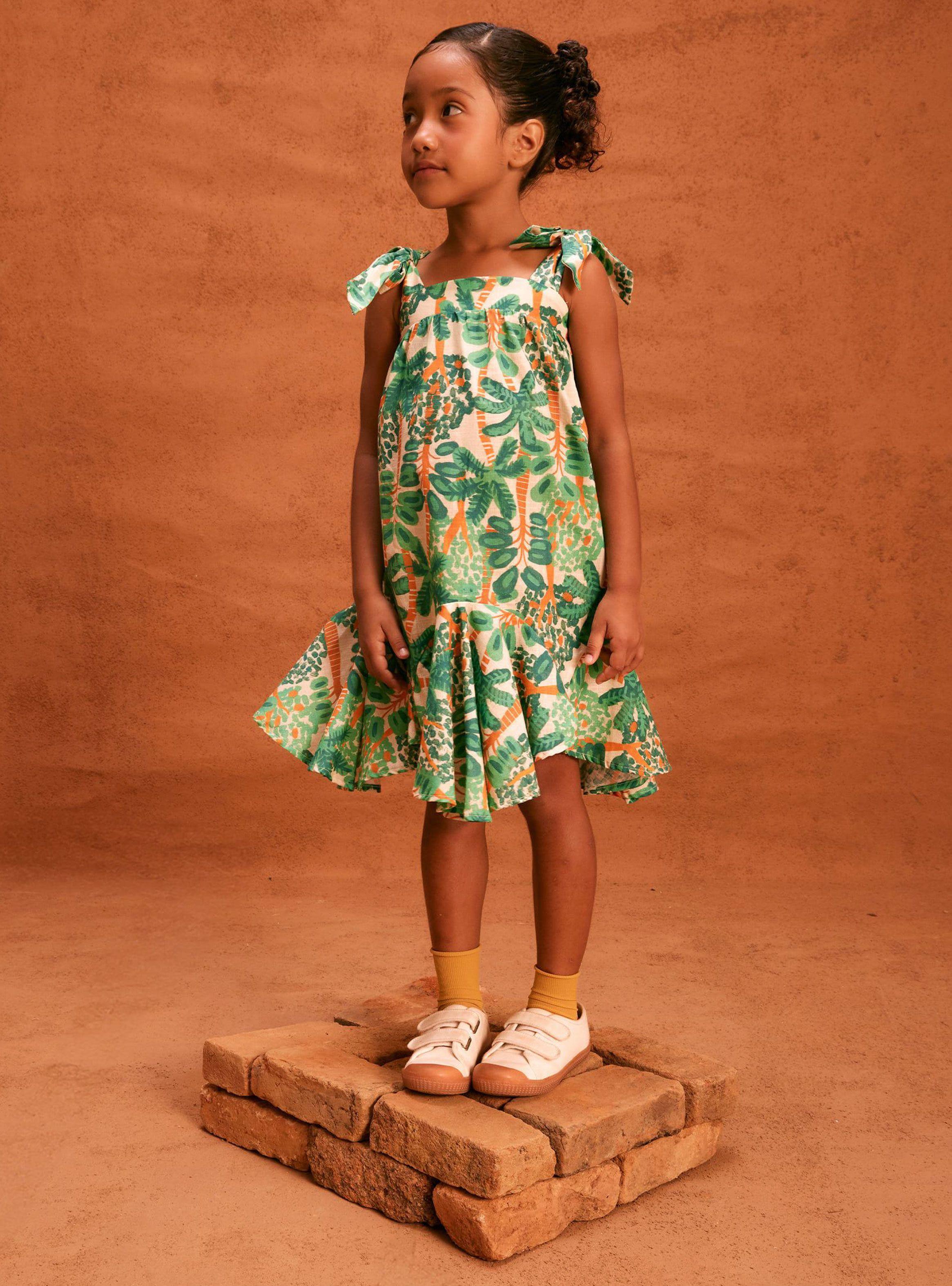 Vestido Niña Palmeras con Vuelo-3