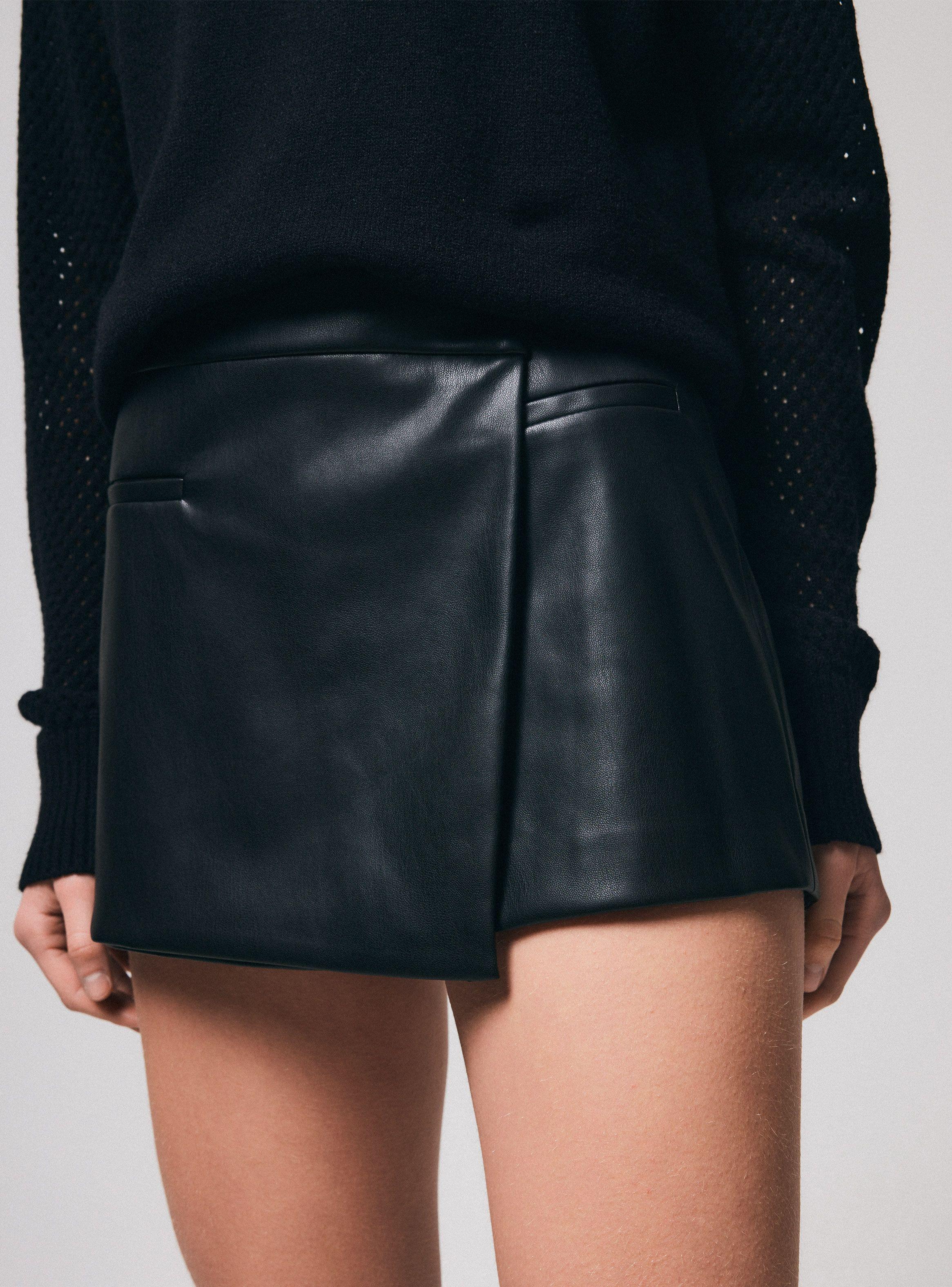 Falda Short Efecto Cuero-2