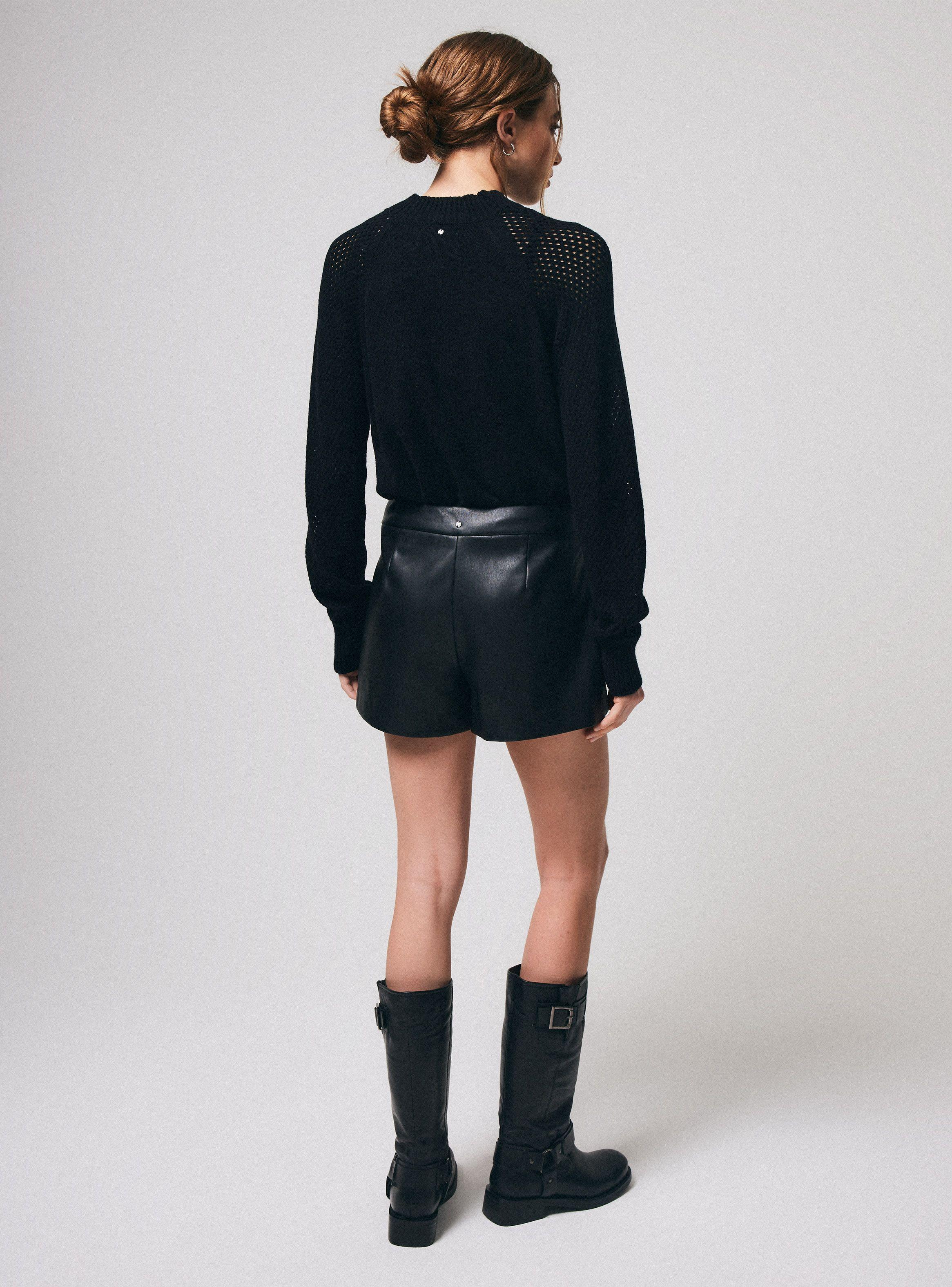 Falda Short Efecto Cuero-5