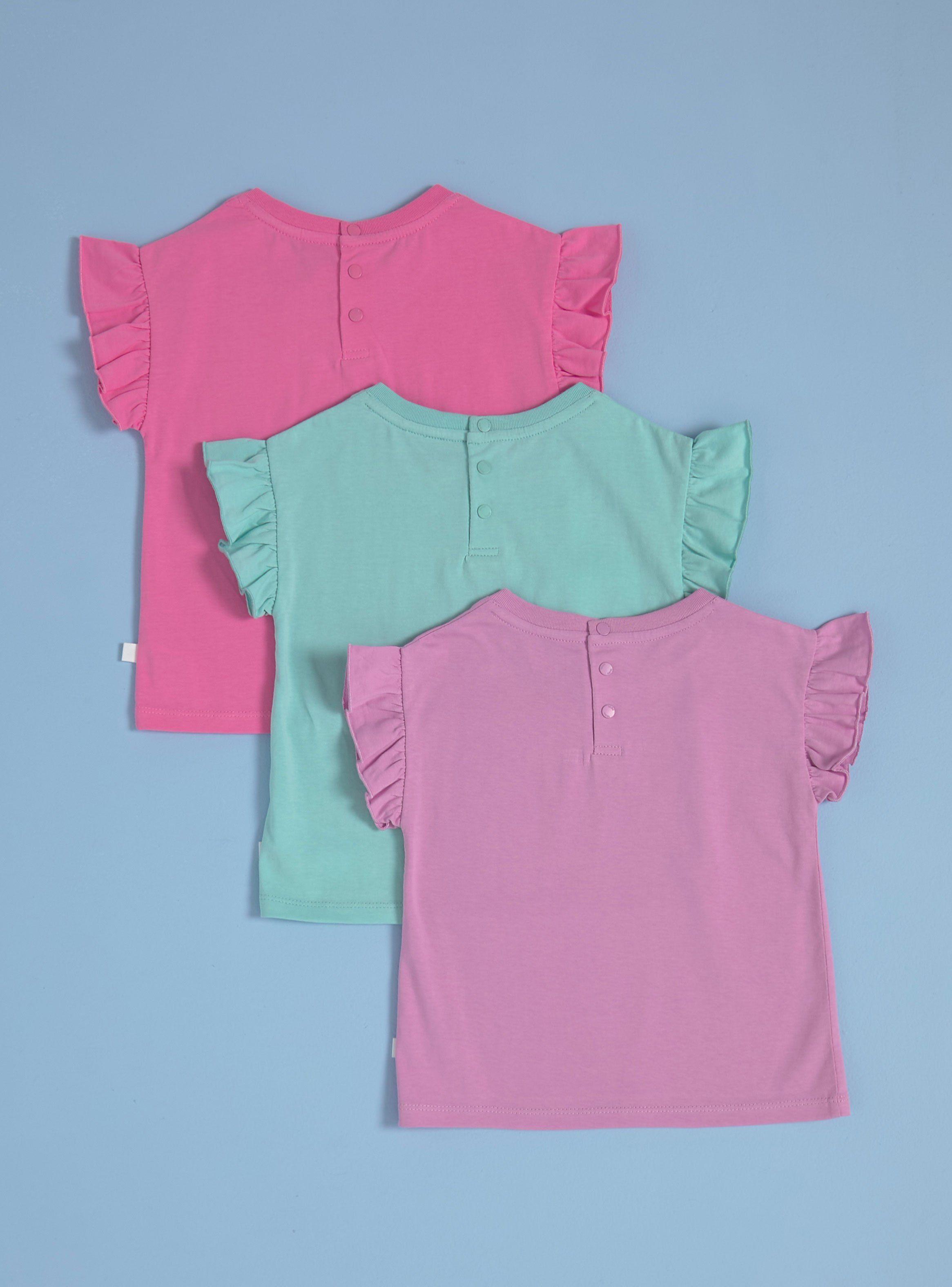 Polera Tripack de Colores Sólidos y Vuelos en las Mangas-1