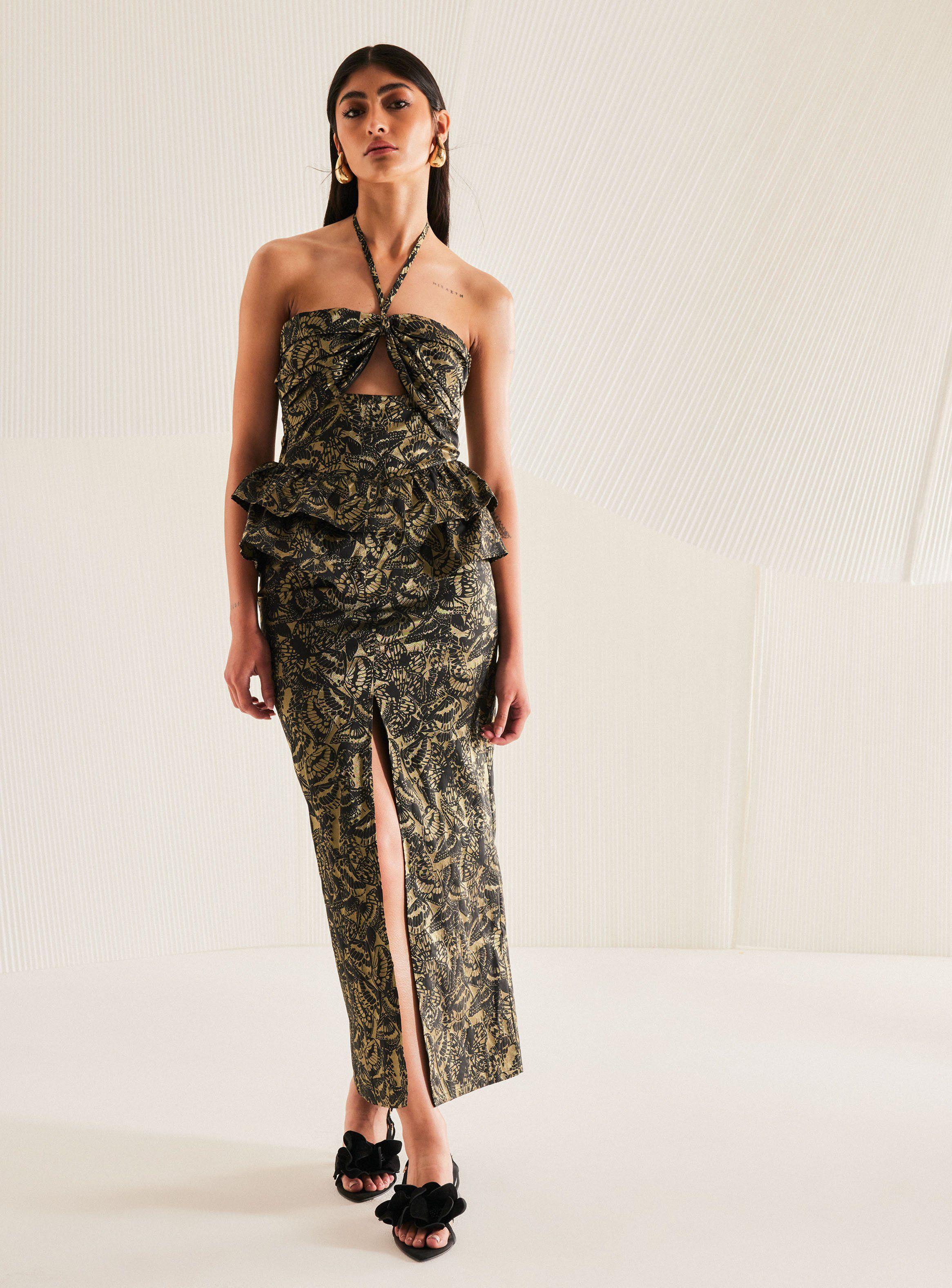 Vestido Colaboración María Guldman de Brocato Metalizado-4