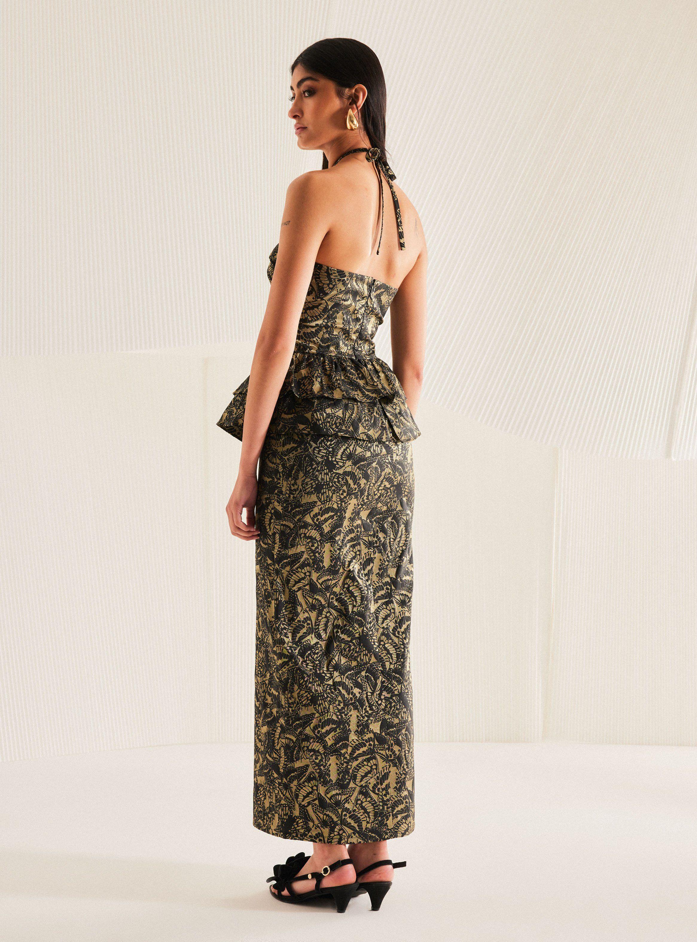 Vestido Colaboración María Guldman de Brocato Metalizado-5