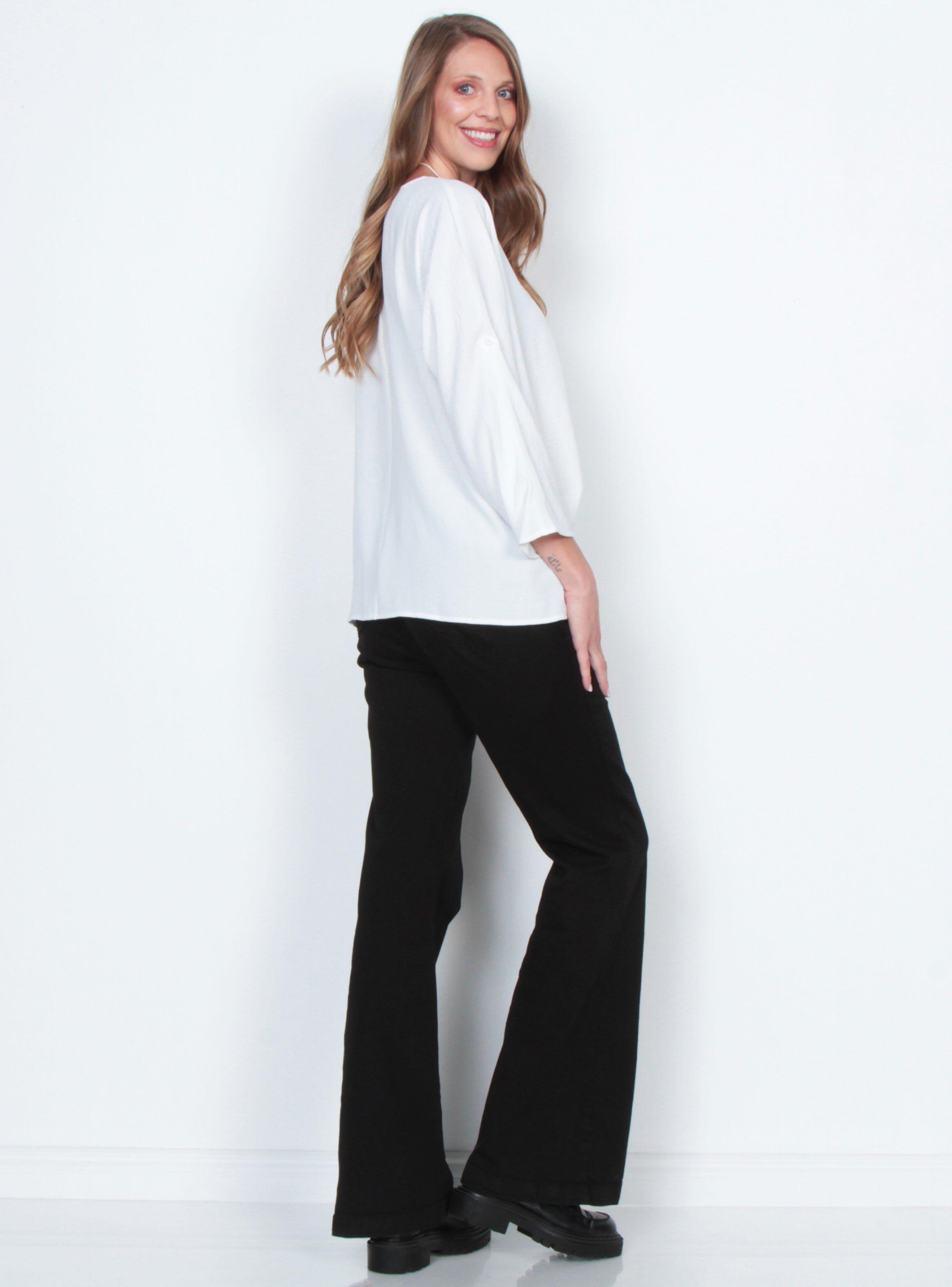 Blusa Manga 3/4 Sólido Escote V-4