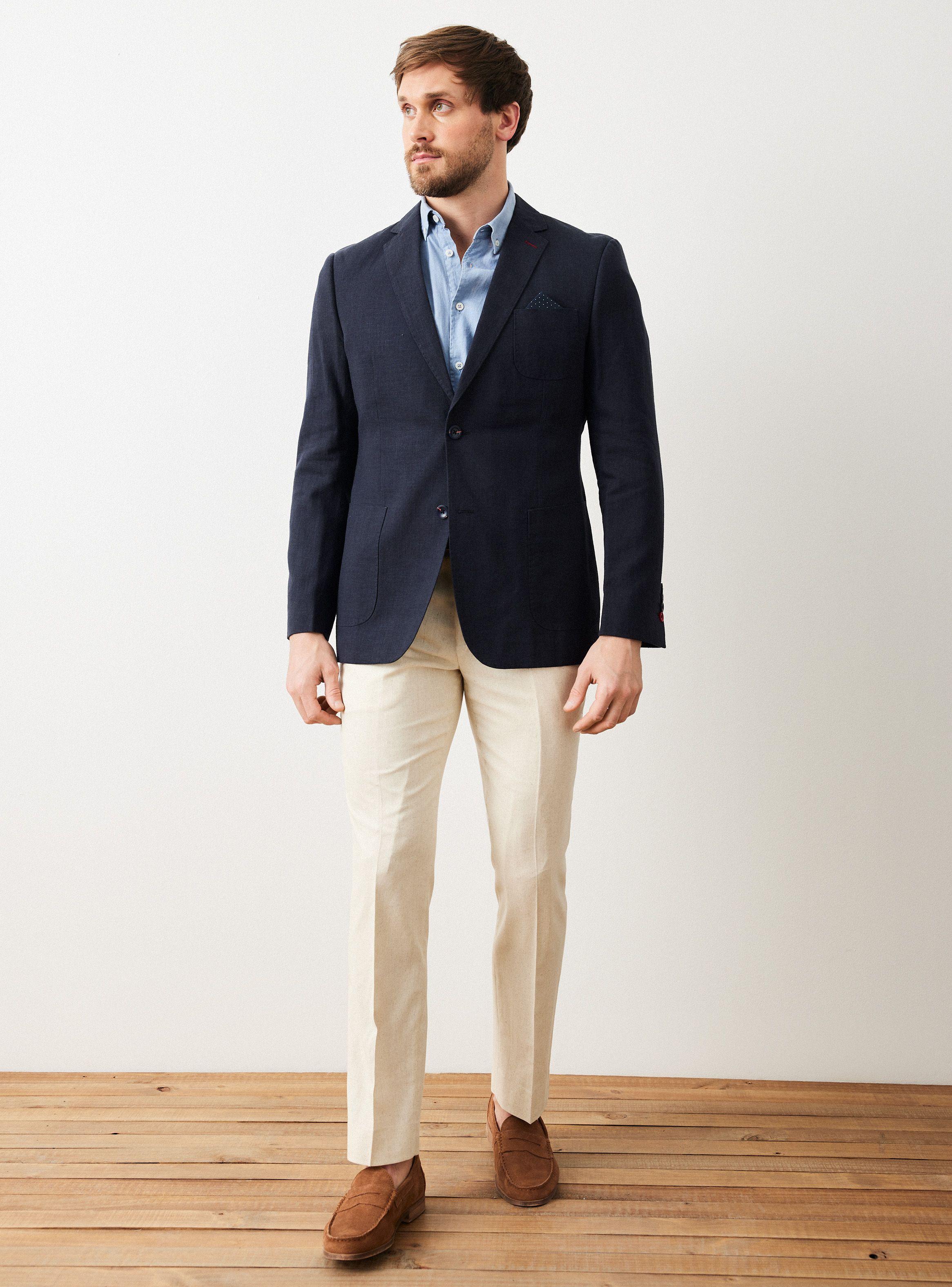 Vestón Recto Slim Fit Tela 100% Lino-4