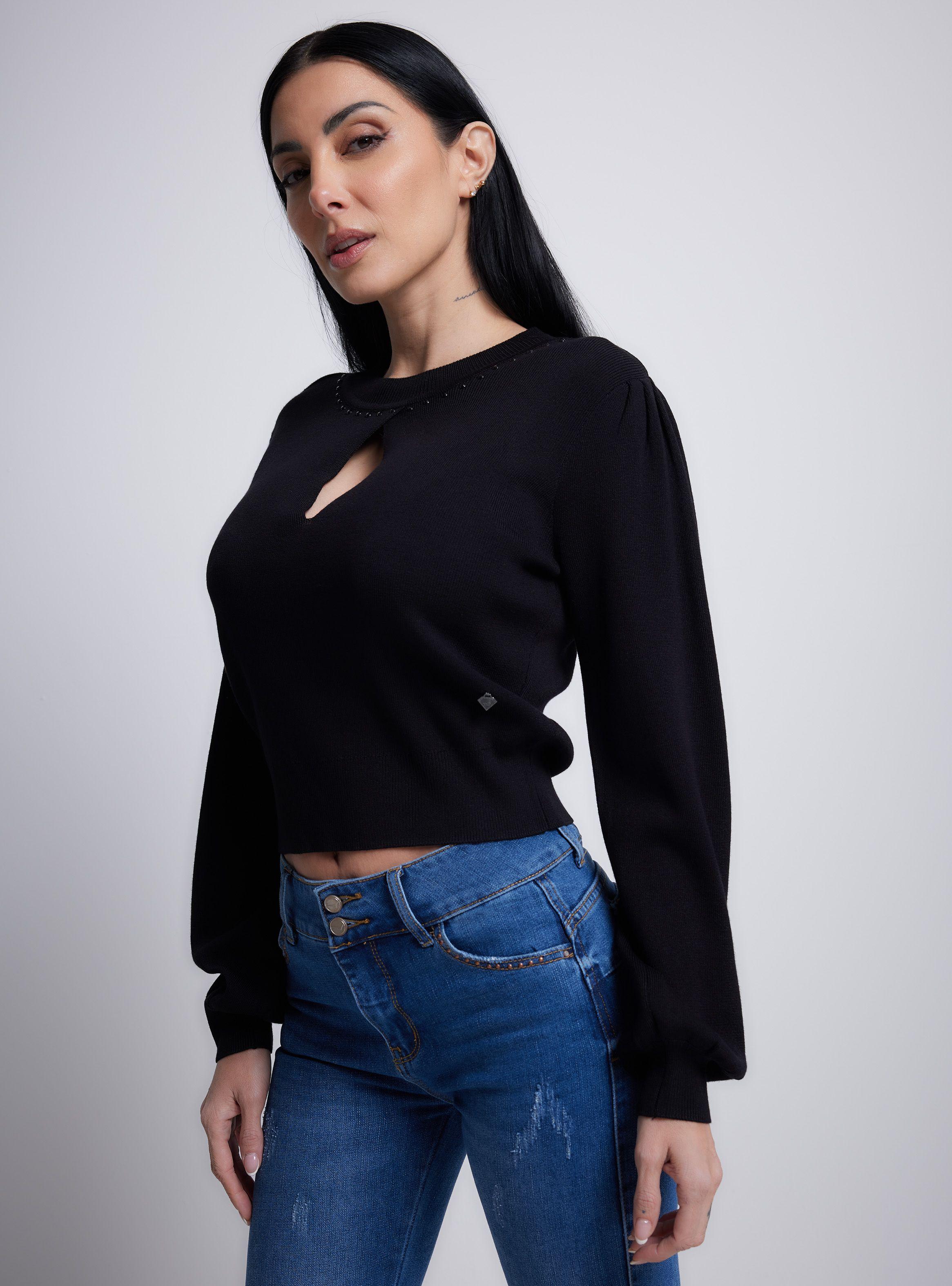 Sweater Cutout Manga Abultada-0