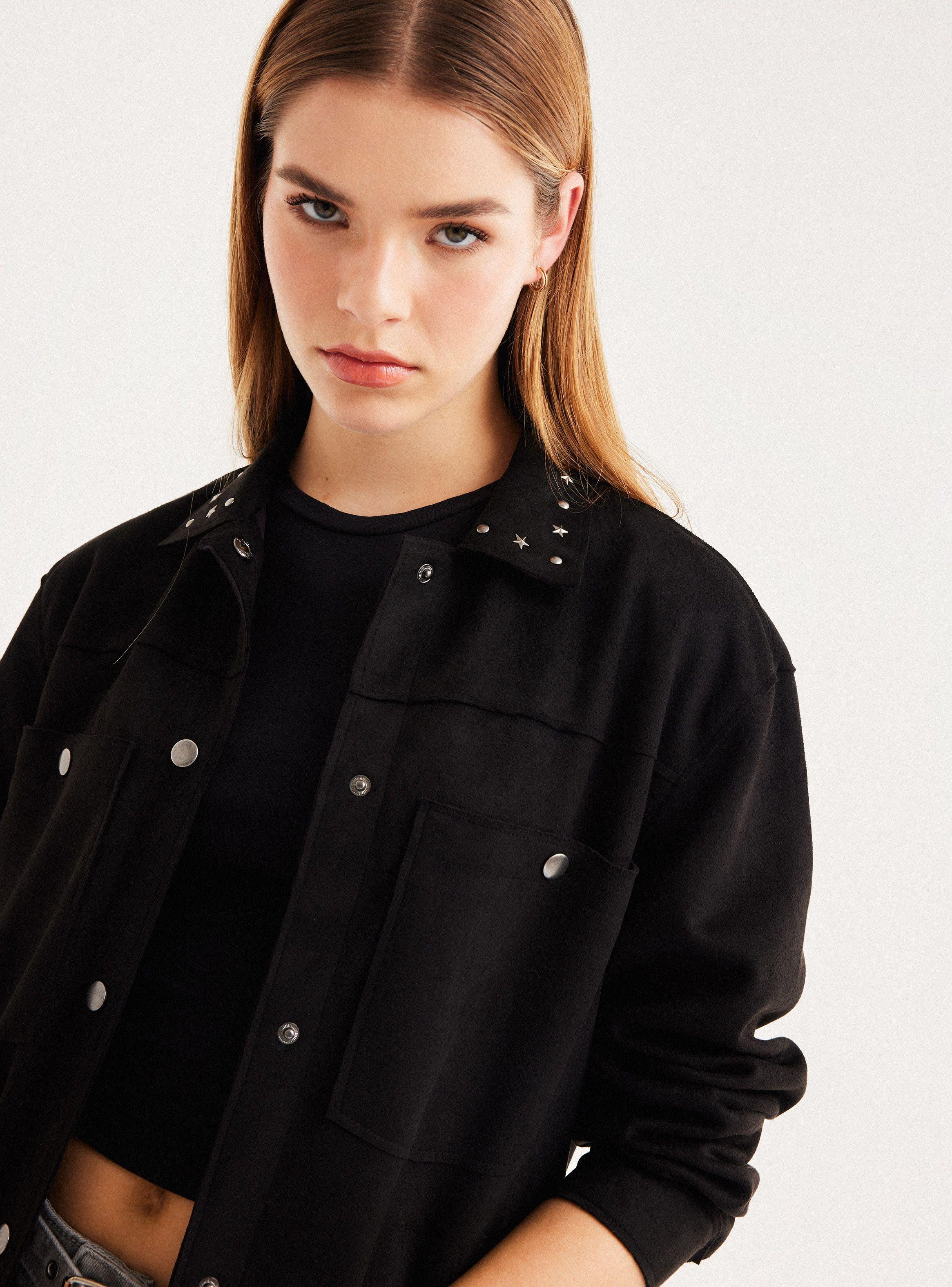 Chaqueta Sobrecamisa Gamuza con Aplicación de Estrellas-2