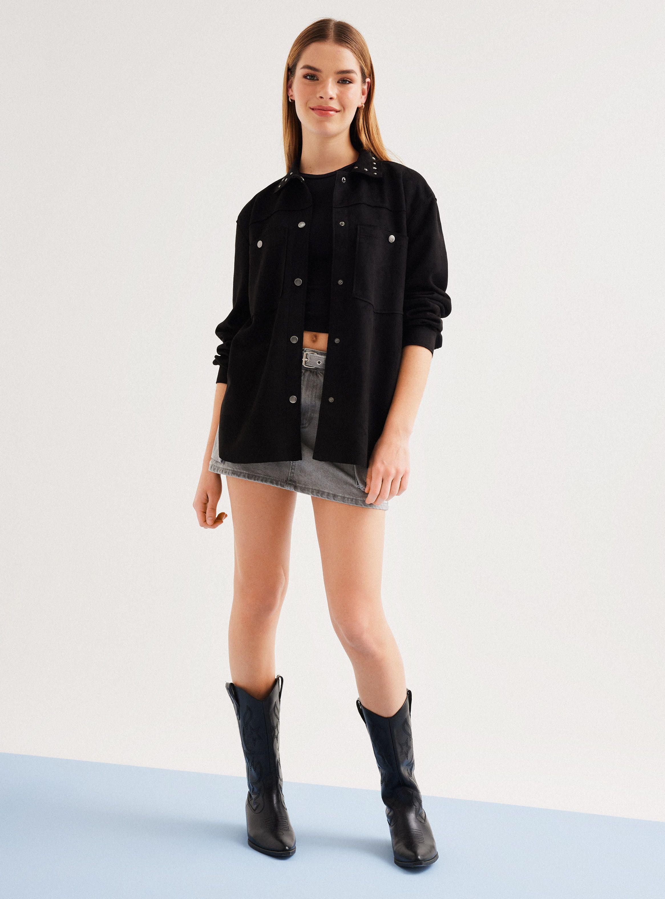 Chaqueta Sobrecamisa Gamuza con Aplicación de Estrellas-4