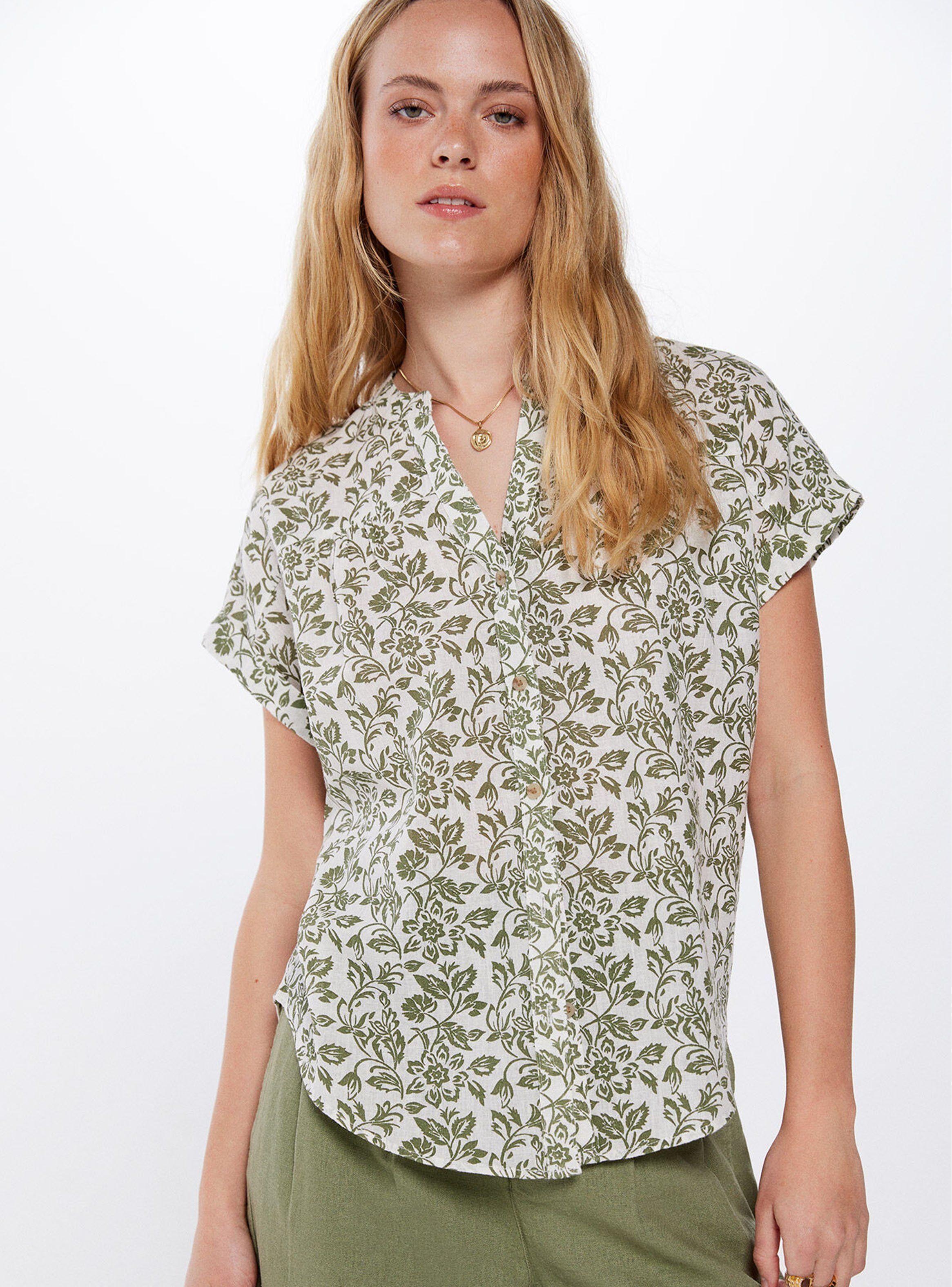 Camisa Cuello Mao Algodón Lino-0