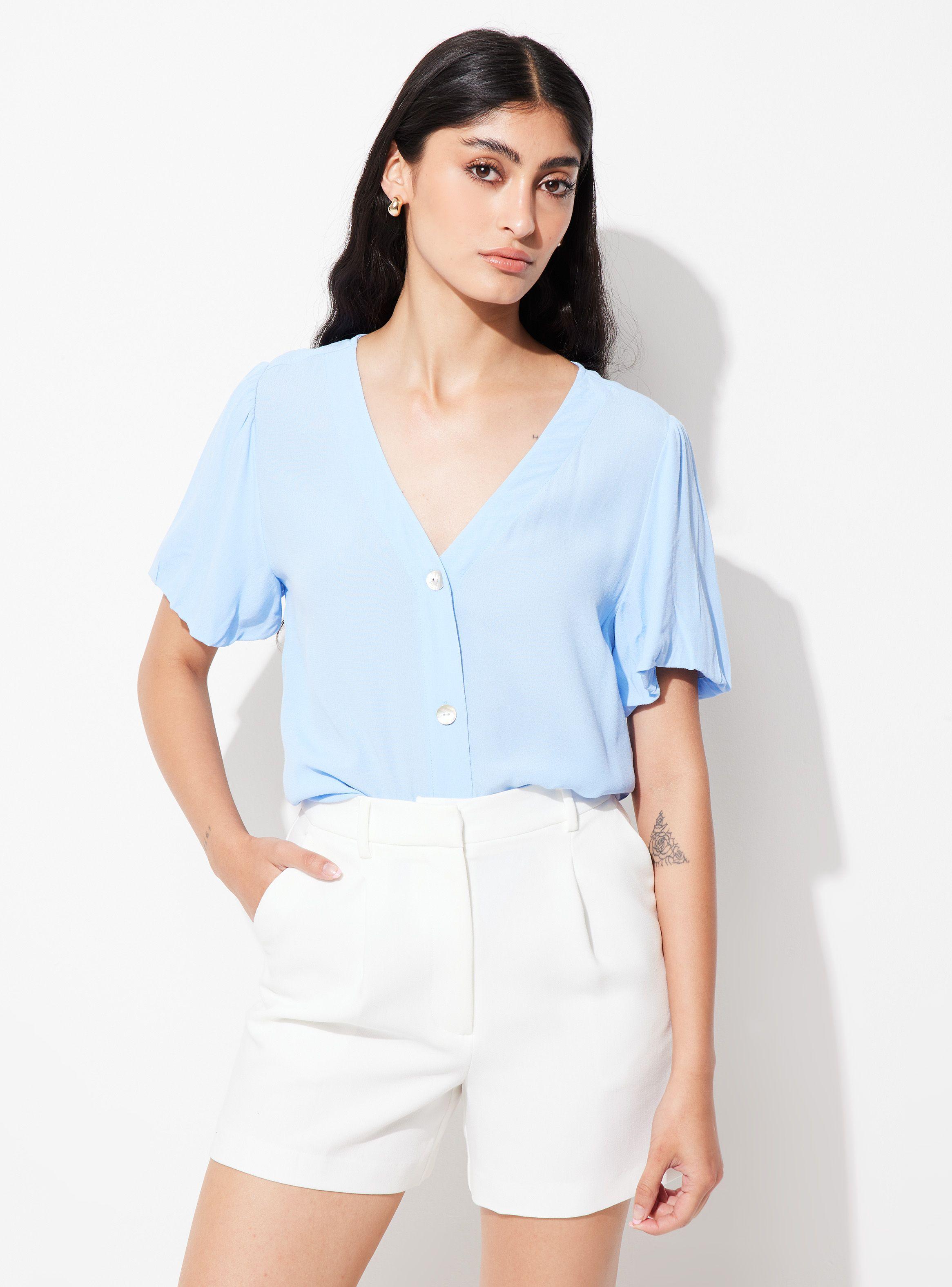 Blusa Tela Texturizada con Mangas Aglobadas-0