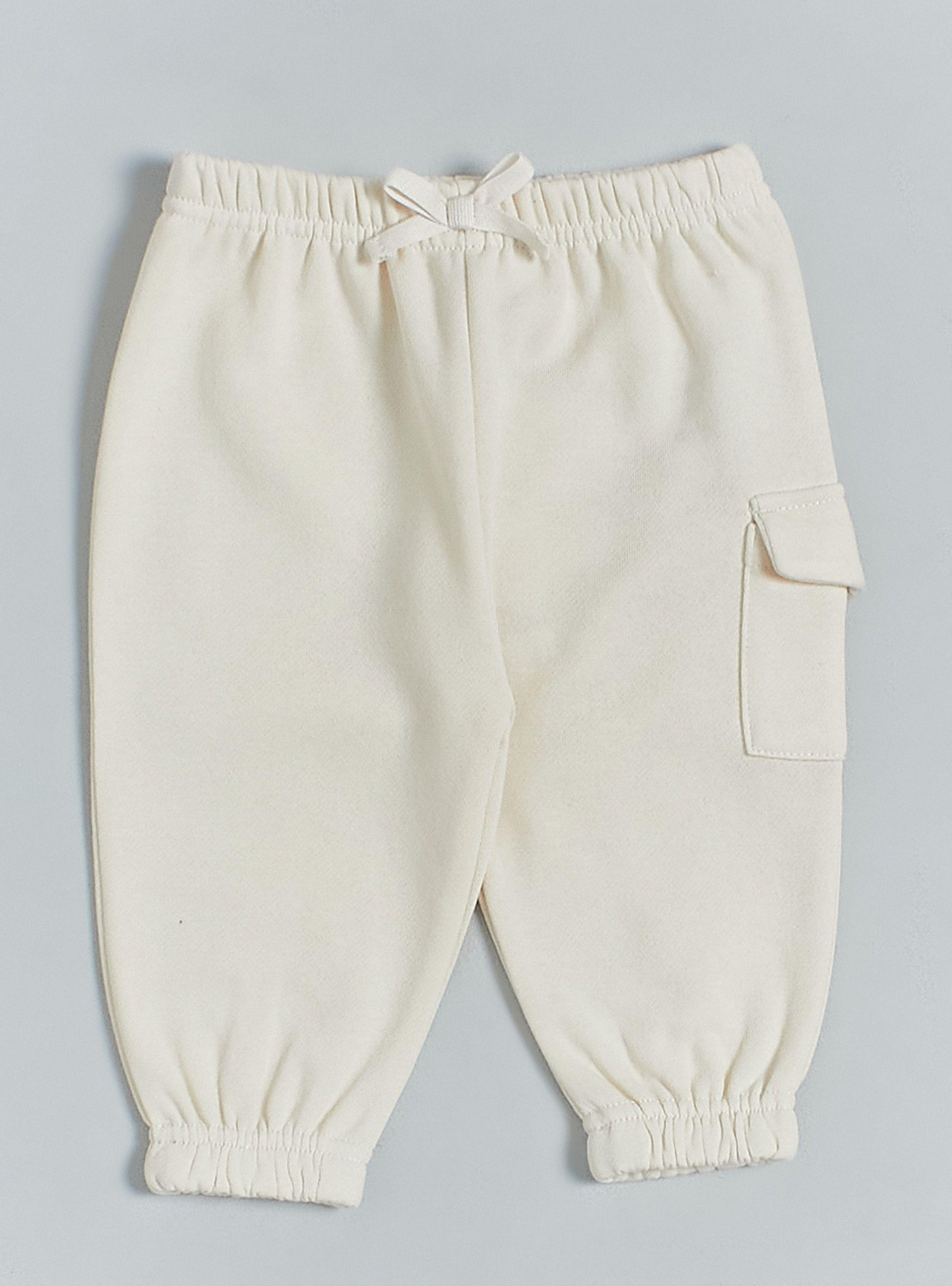 Pantalón De Buzo Liso Con Un Bolsillo Cargo-0