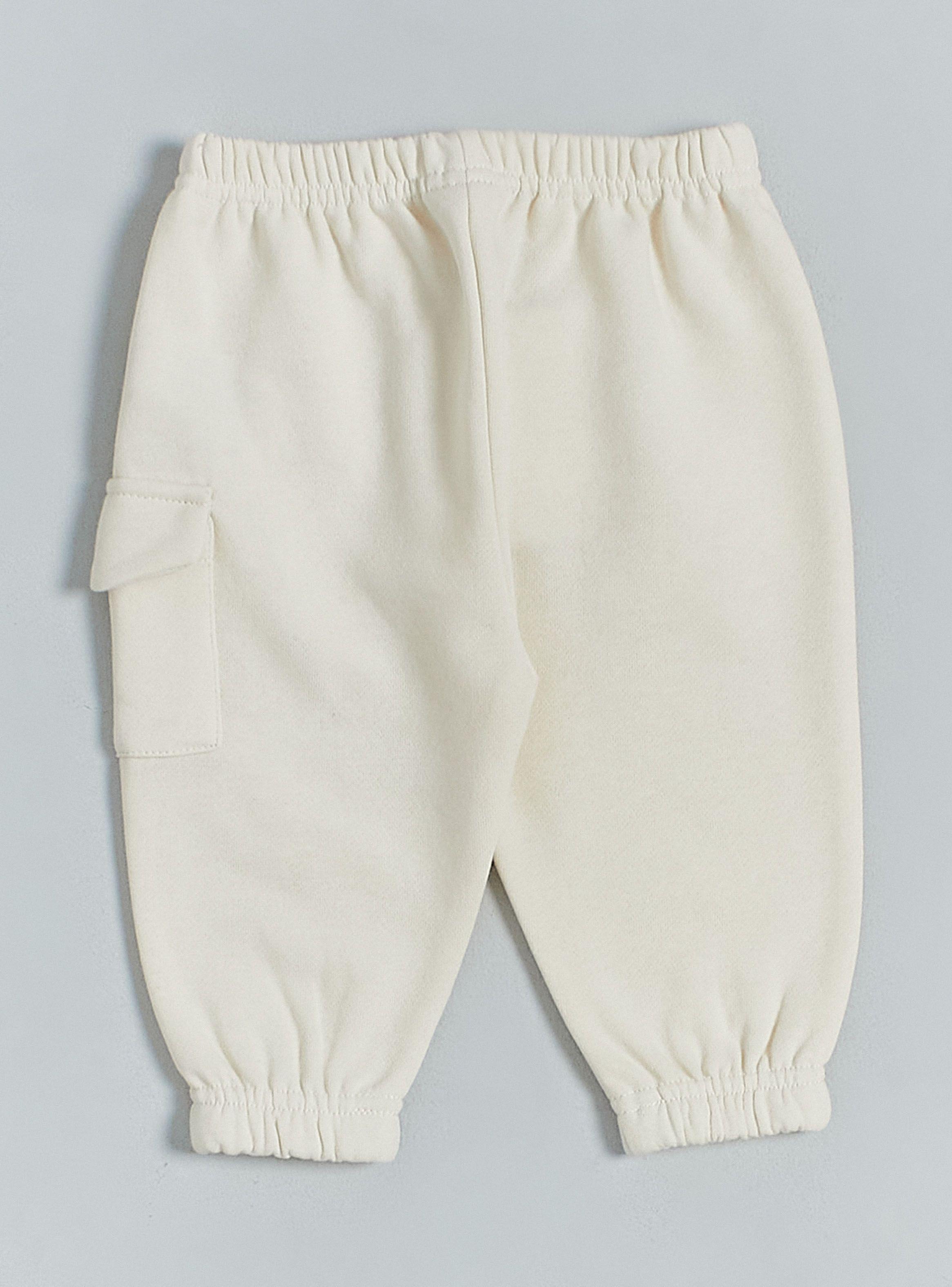 Pantalón De Buzo Liso Con Un Bolsillo Cargo-1