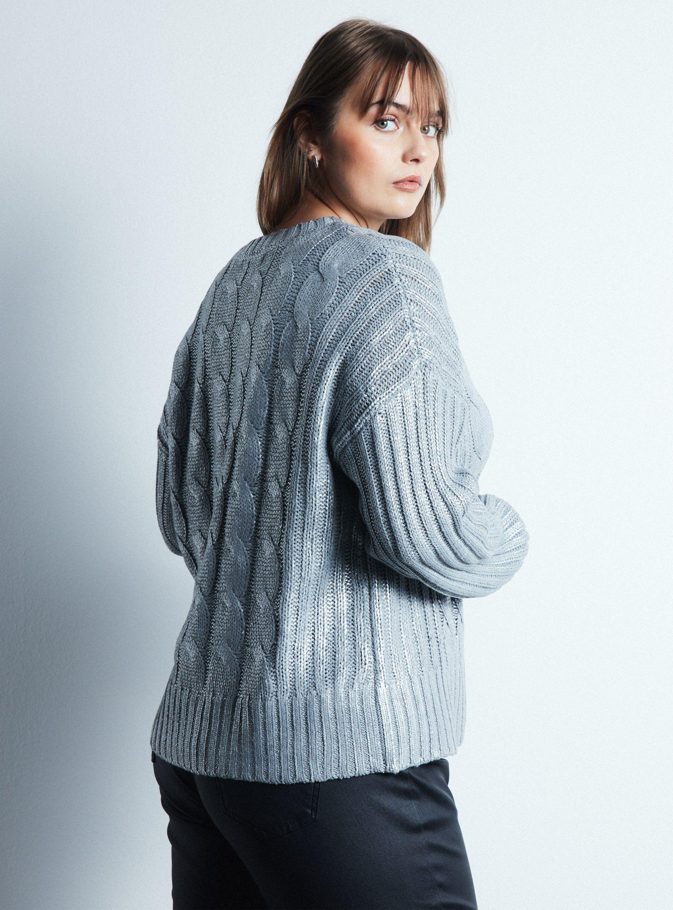Sweater Trenzado con Acabado Metalizado-1