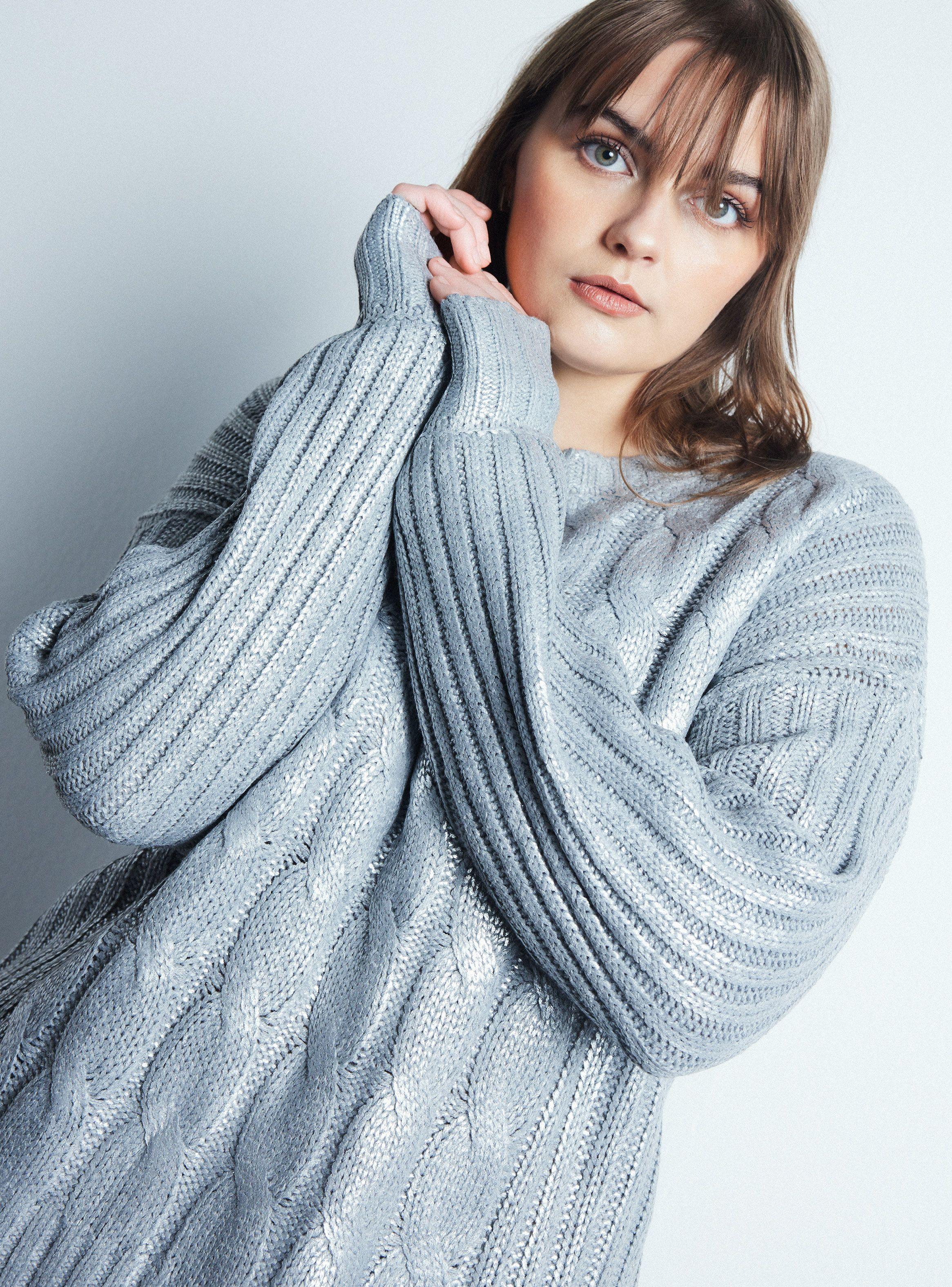 Sweater Trenzado con Acabado Metalizado-2