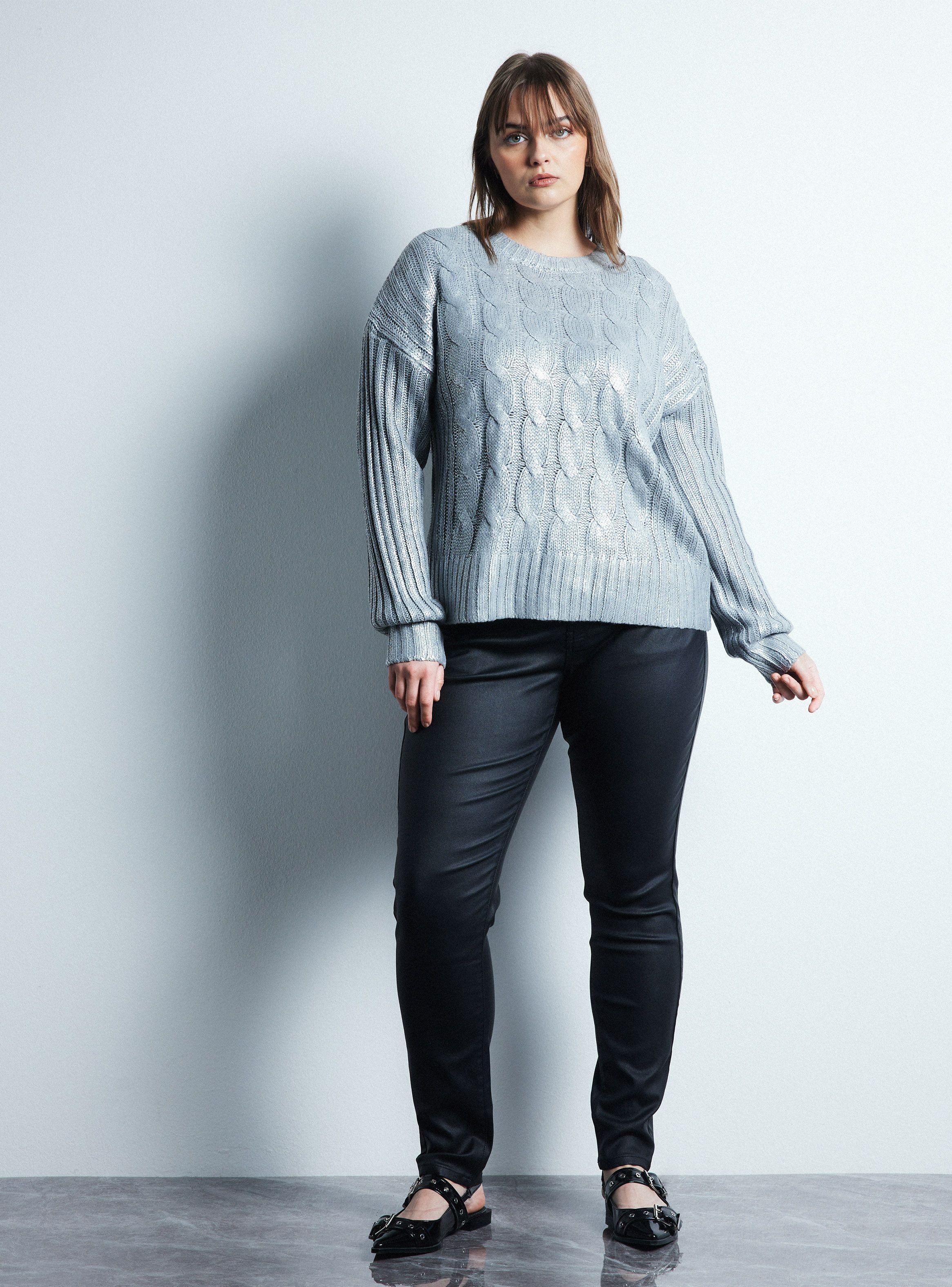 Sweater Trenzado con Acabado Metalizado-4