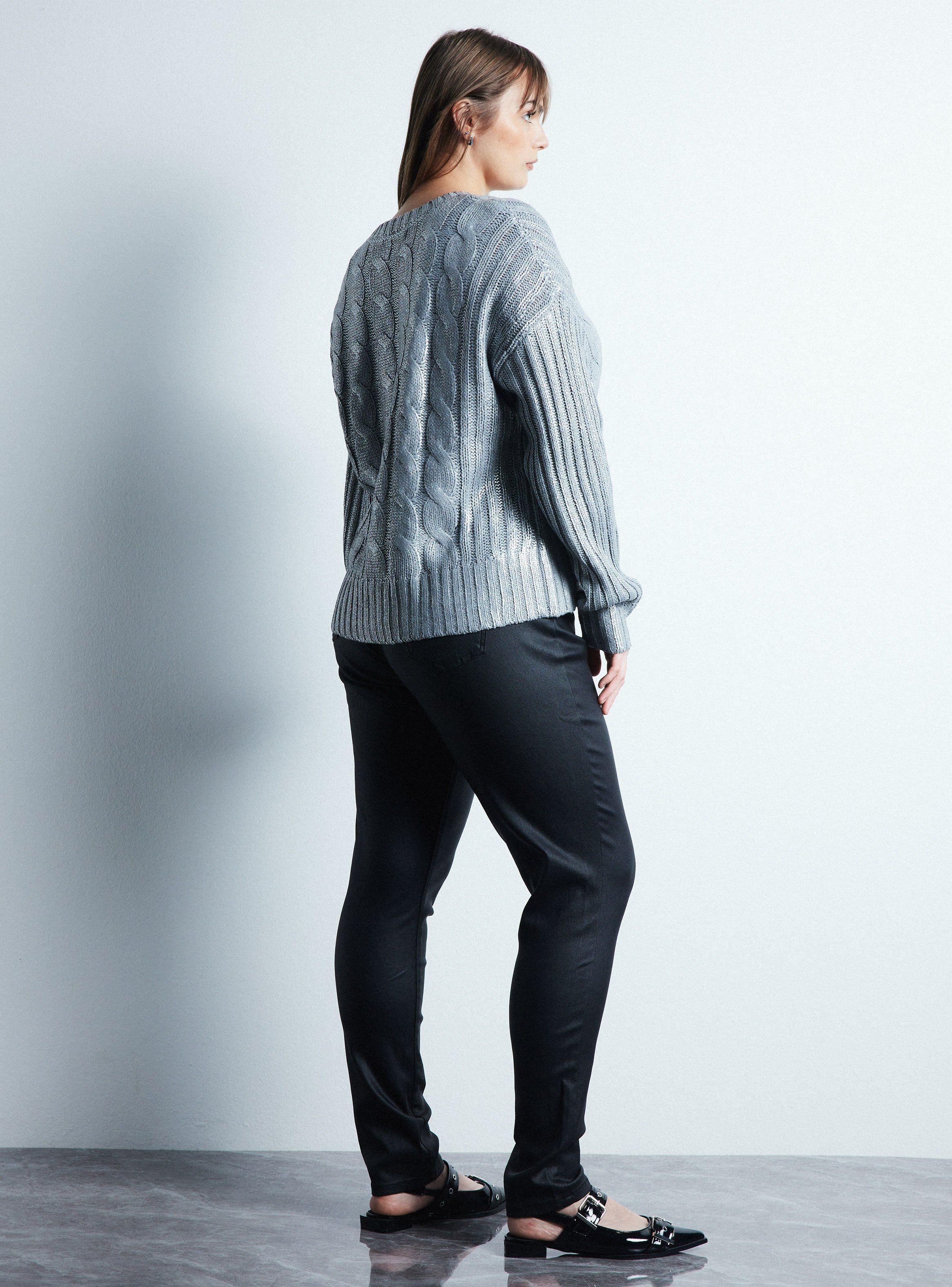 Sweater Trenzado con Acabado Metalizado-5