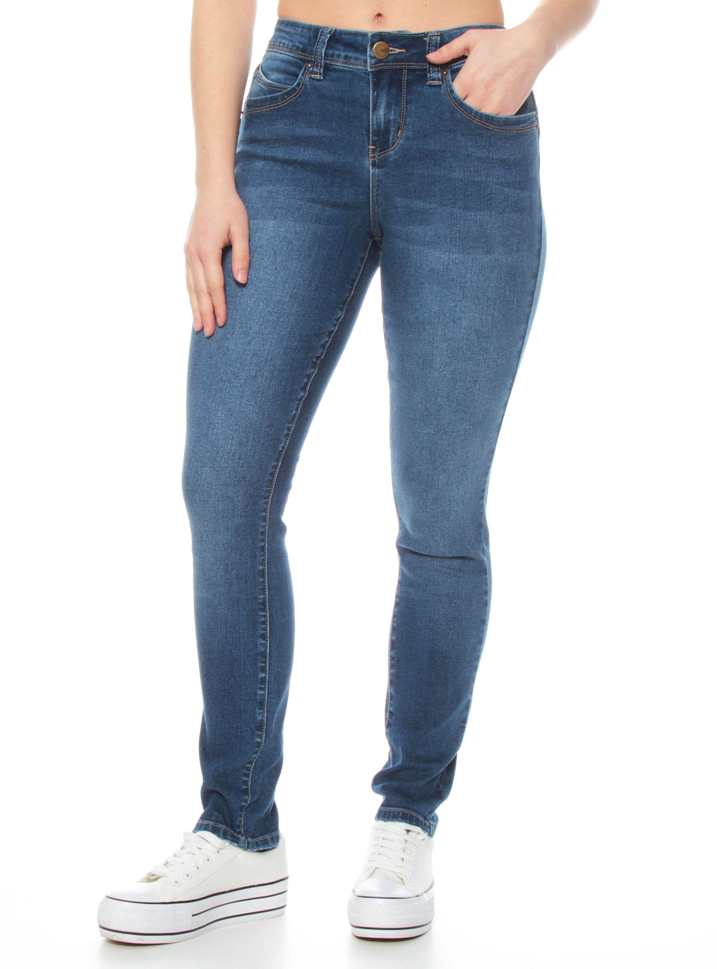 Jeans Slim Tiro Alto Push Up Pretina Básica-0