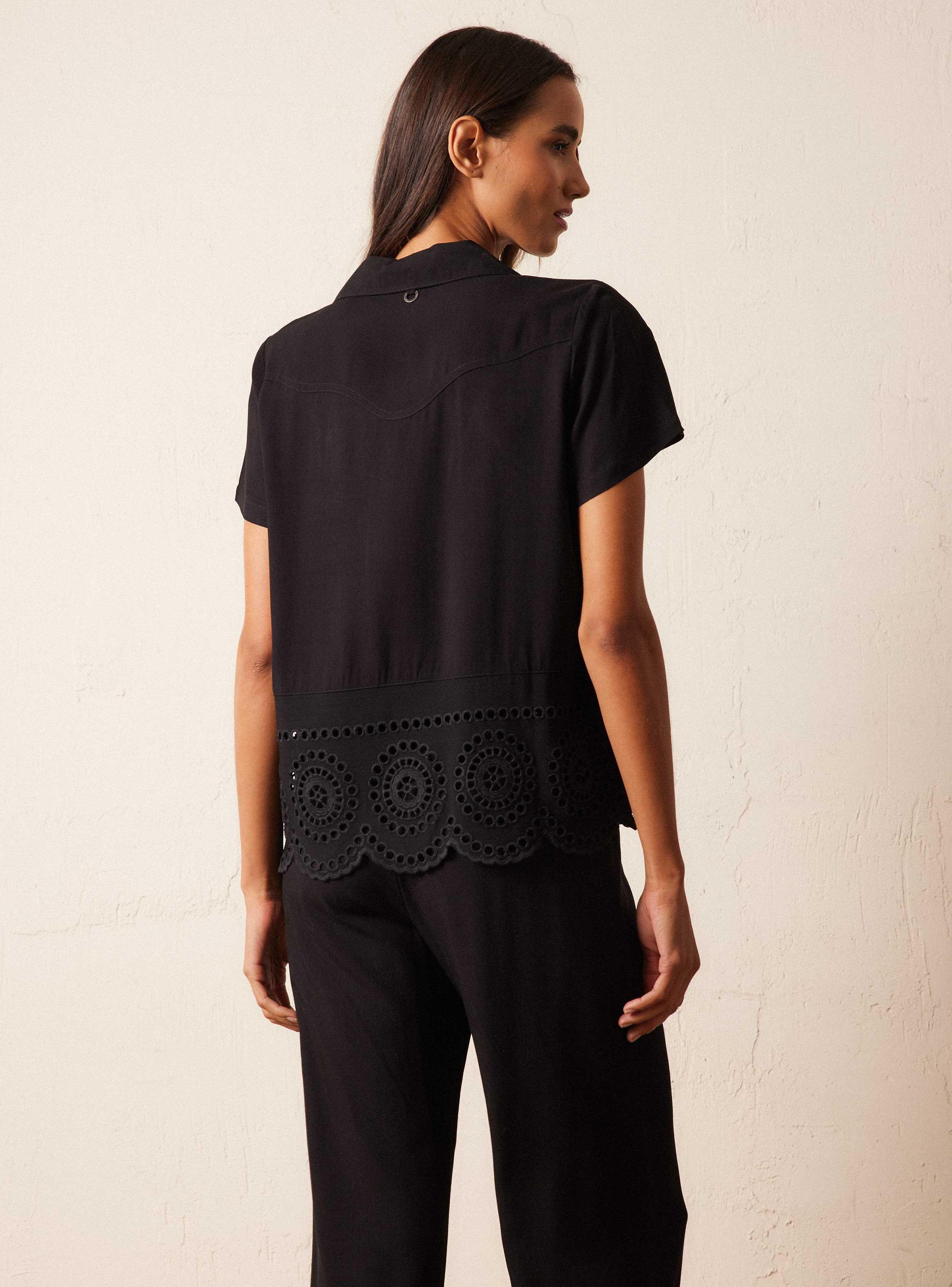 Pijama Manga Corta con Detalles en Broderie-1