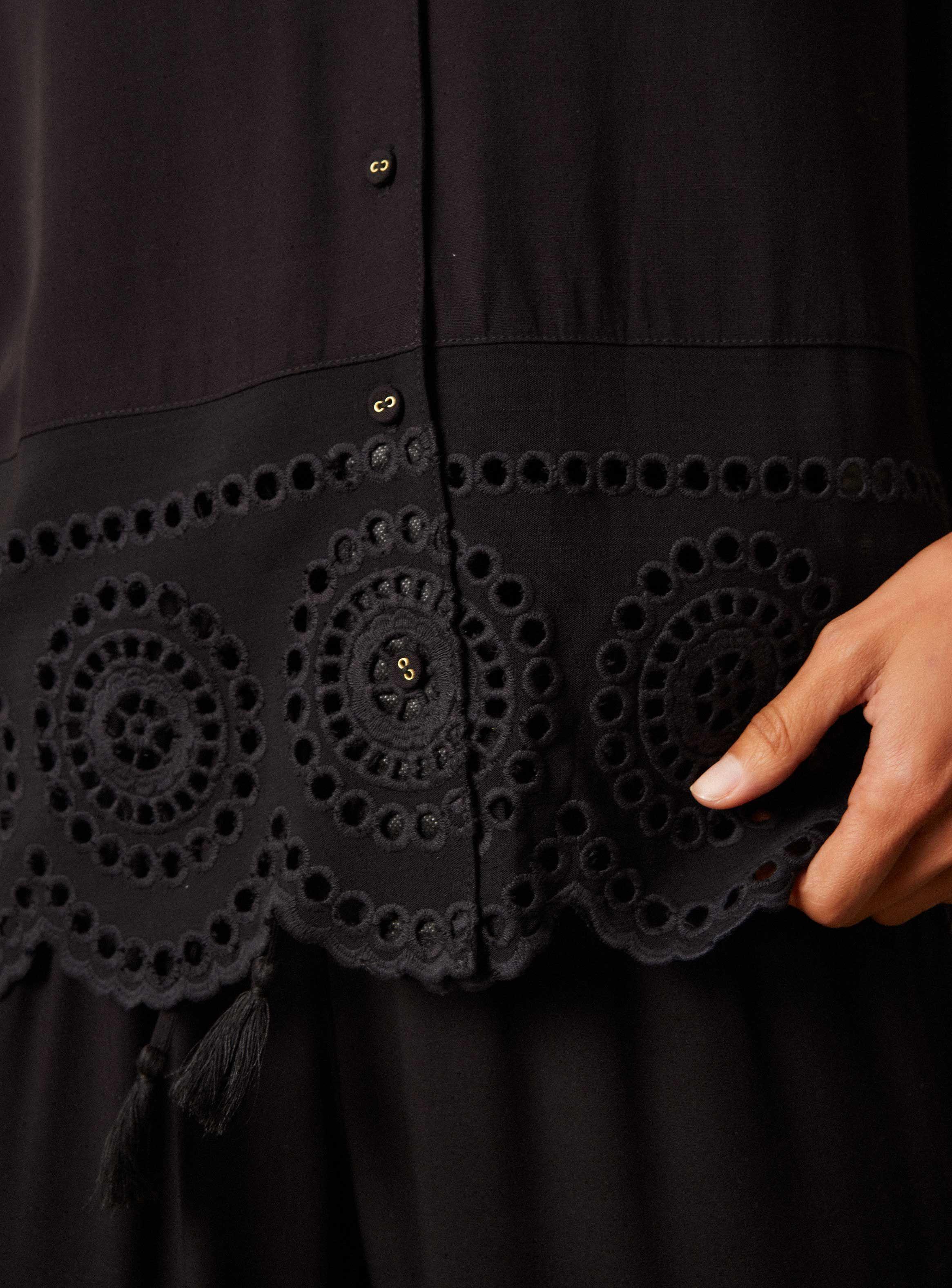 Pijama Manga Corta con Detalles en Broderie-3