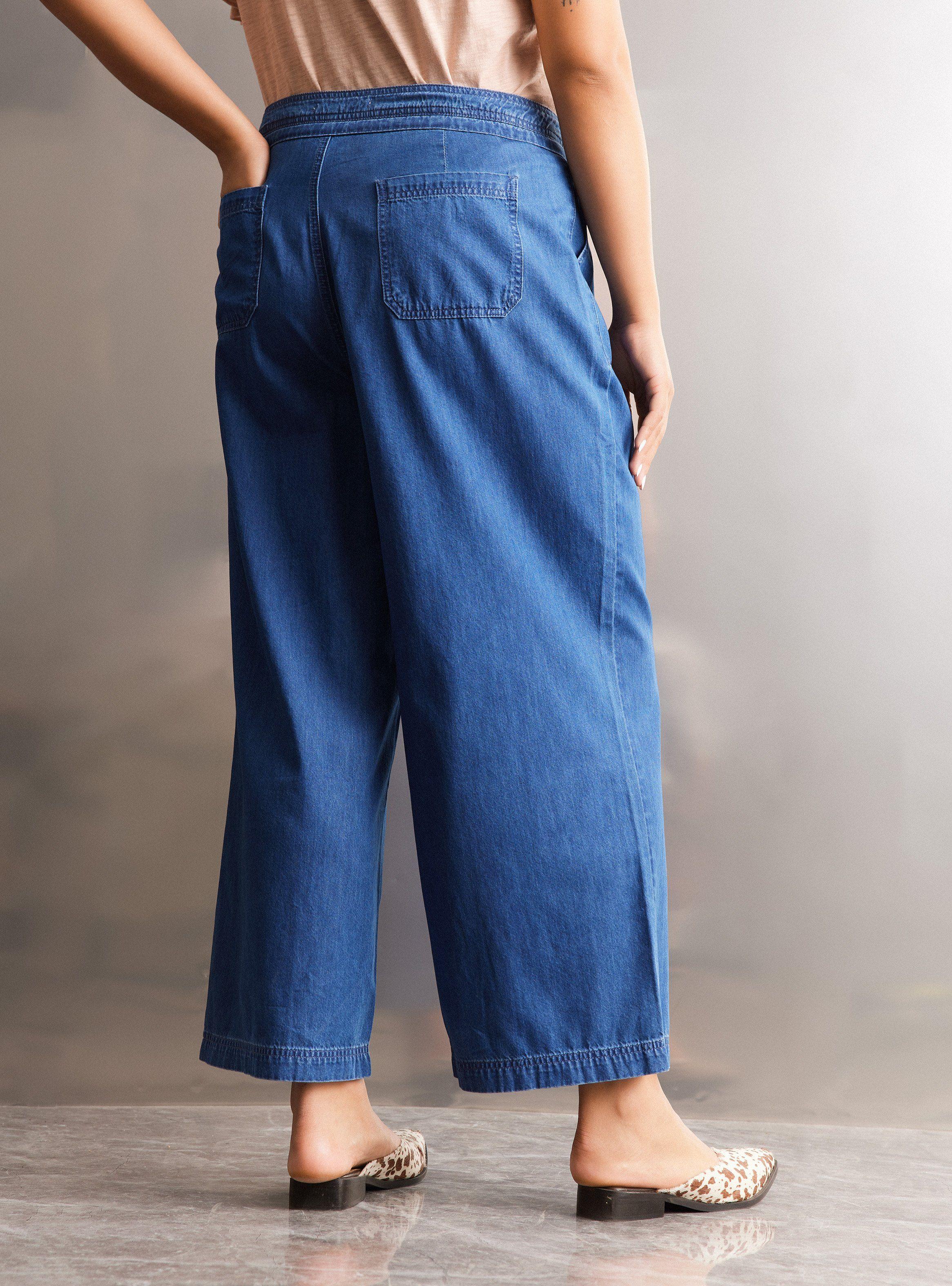 Pantalón Palazzo con Bolsillos Talla Curvy-1