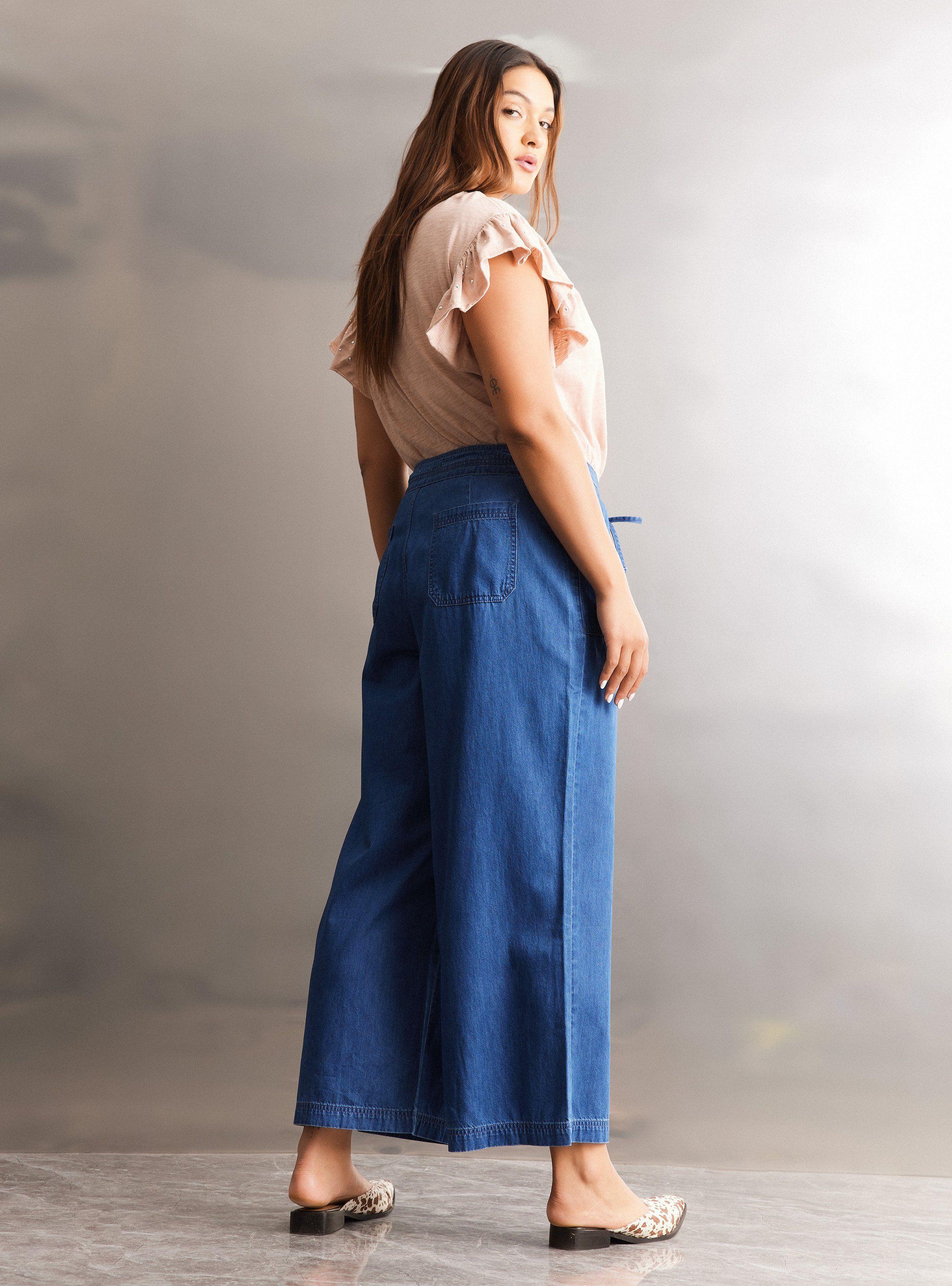 Pantalón Palazzo con Bolsillos Talla Curvy-5