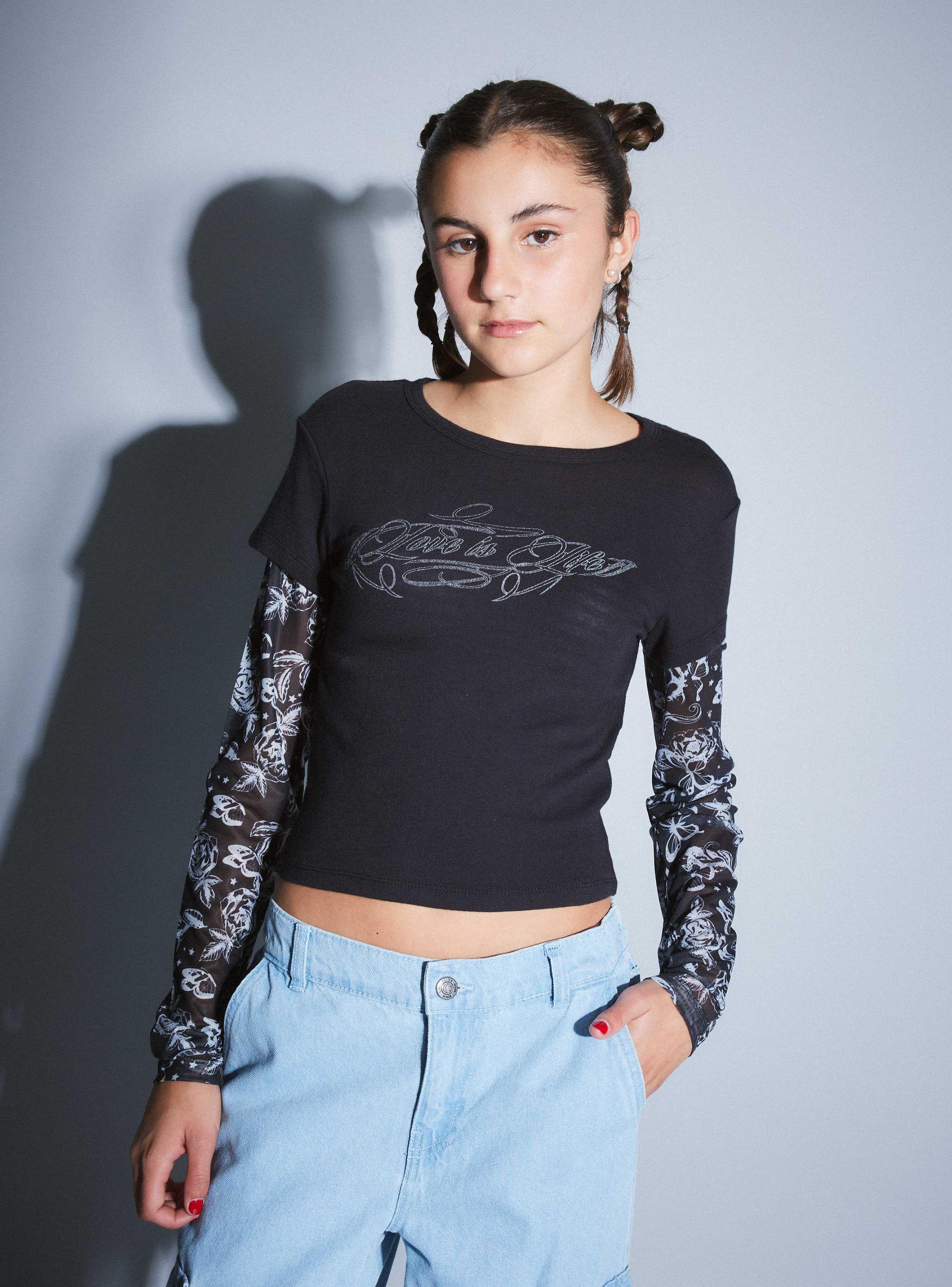 Polera con Mangas de Malla-0