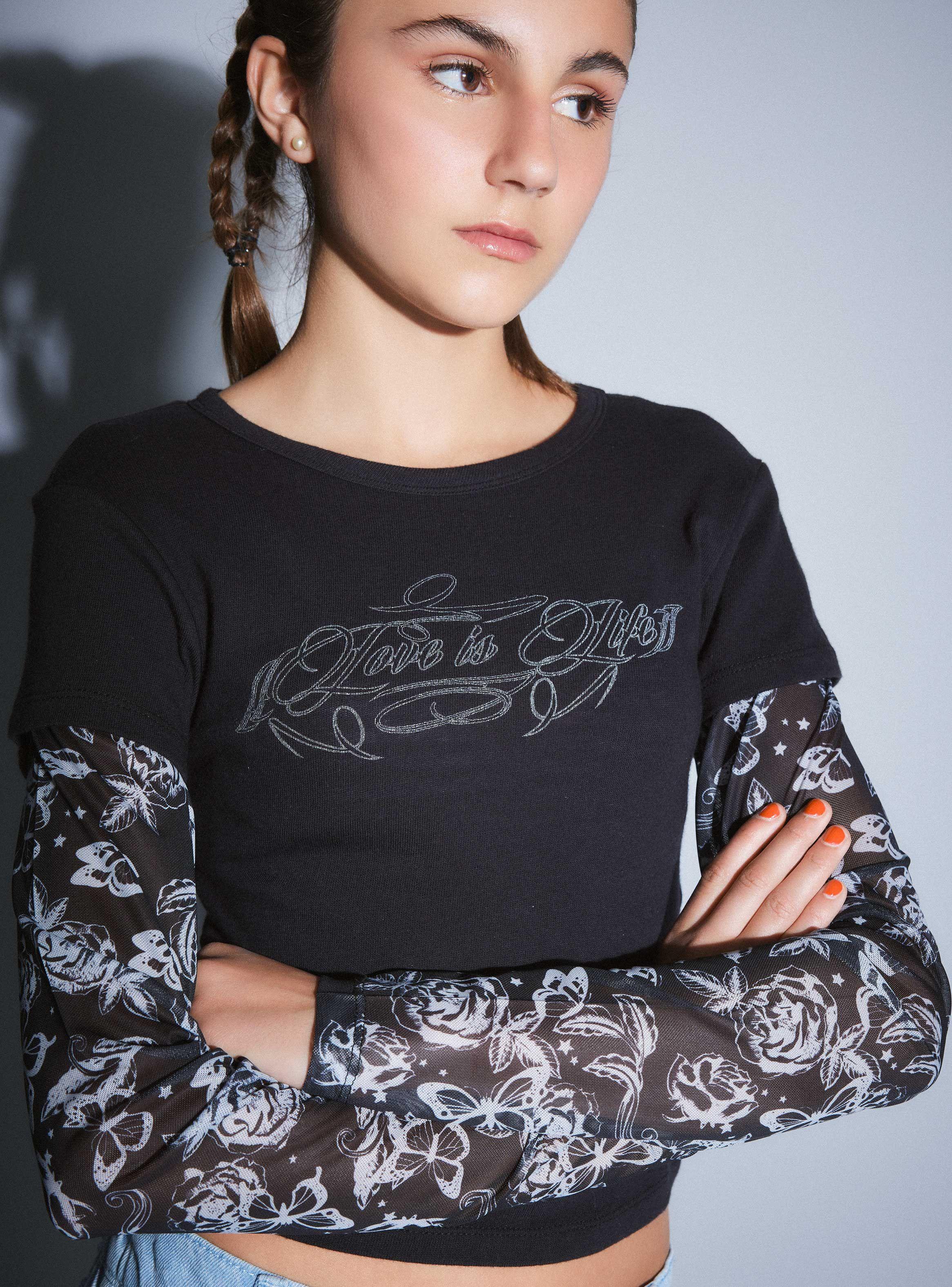 Polera con Mangas de Malla-1