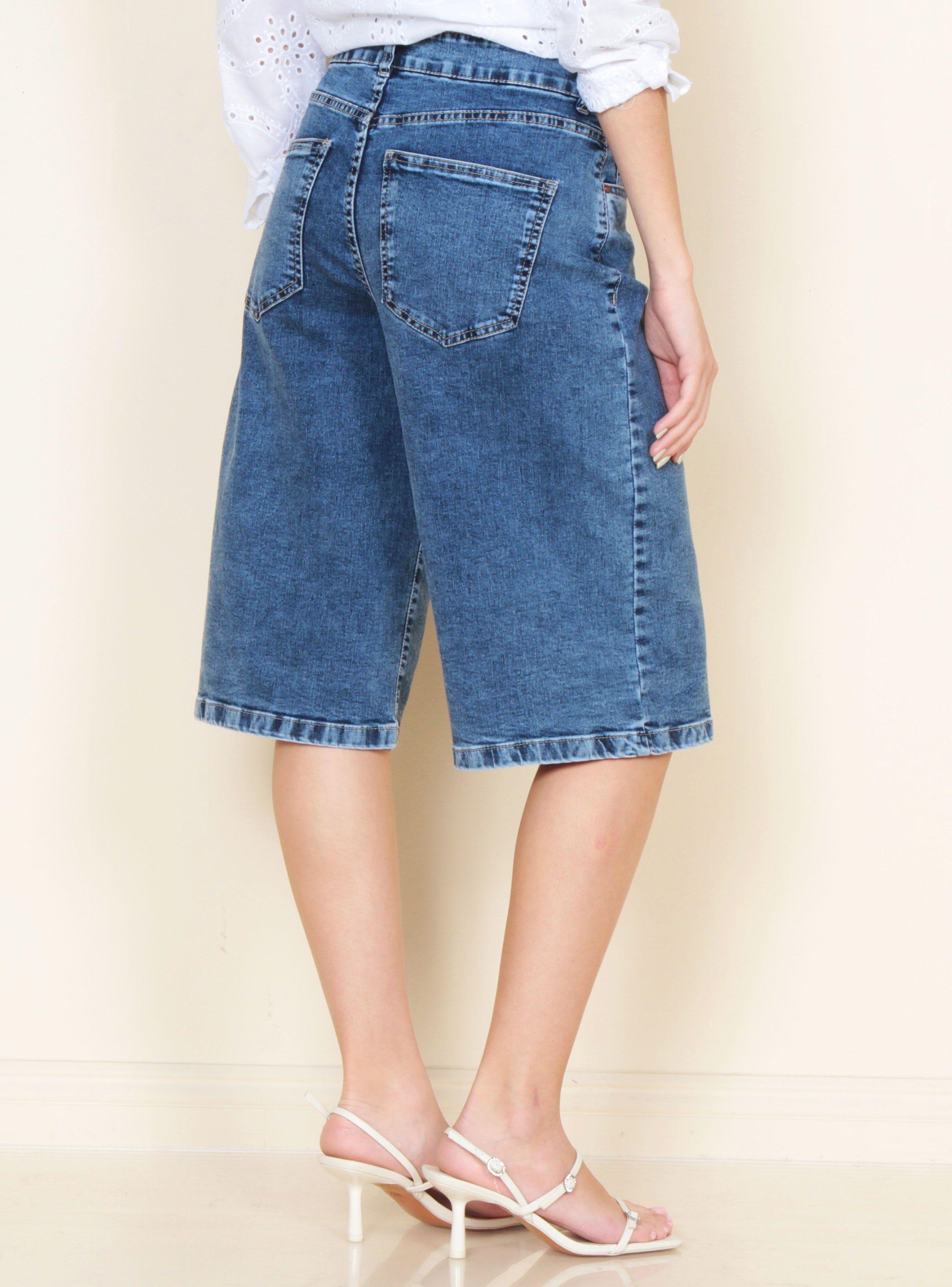Bermuda Jort Denim Tiro Alto Pretina-1