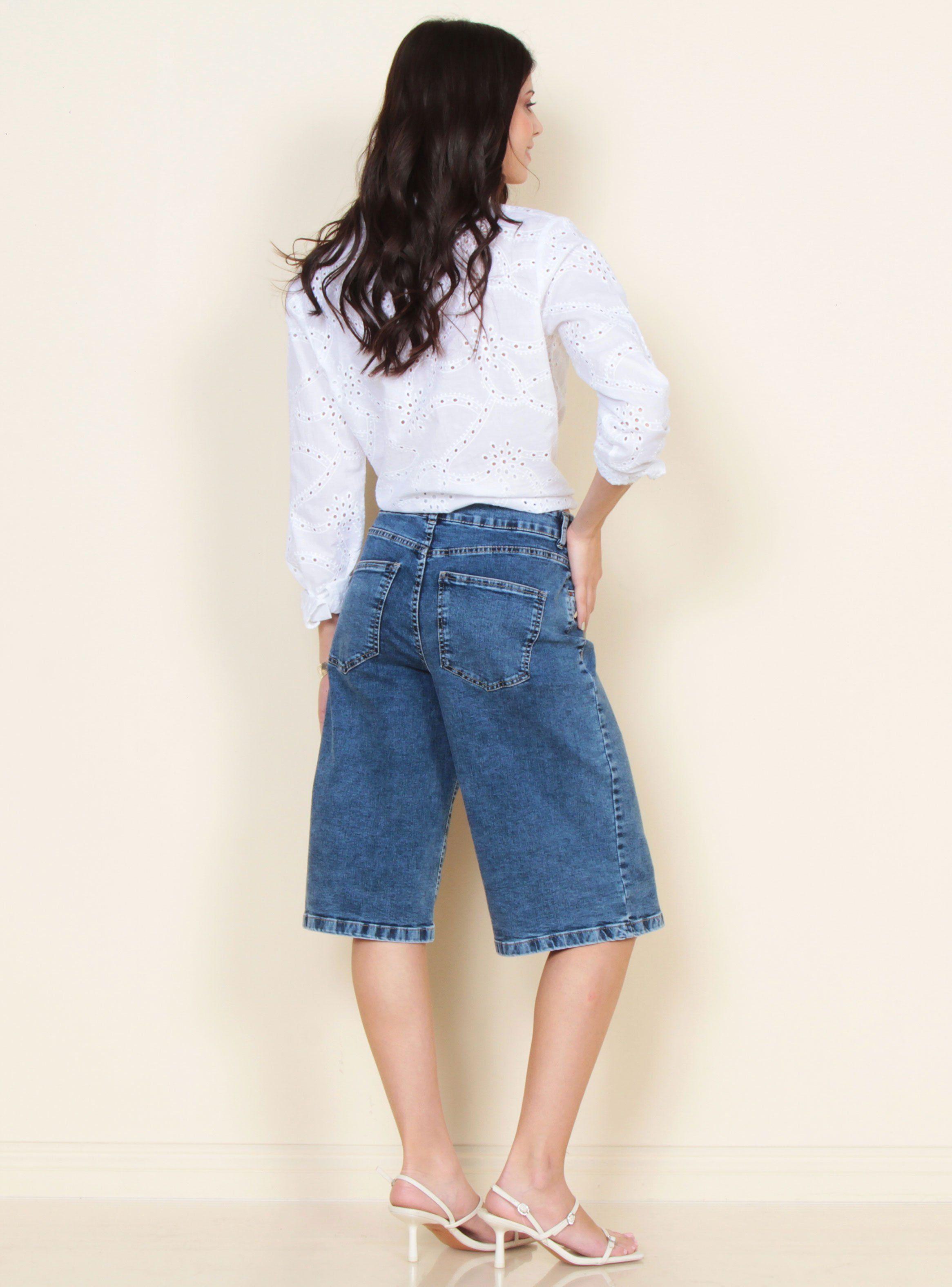 Bermuda Jort Denim Tiro Alto Pretina-4