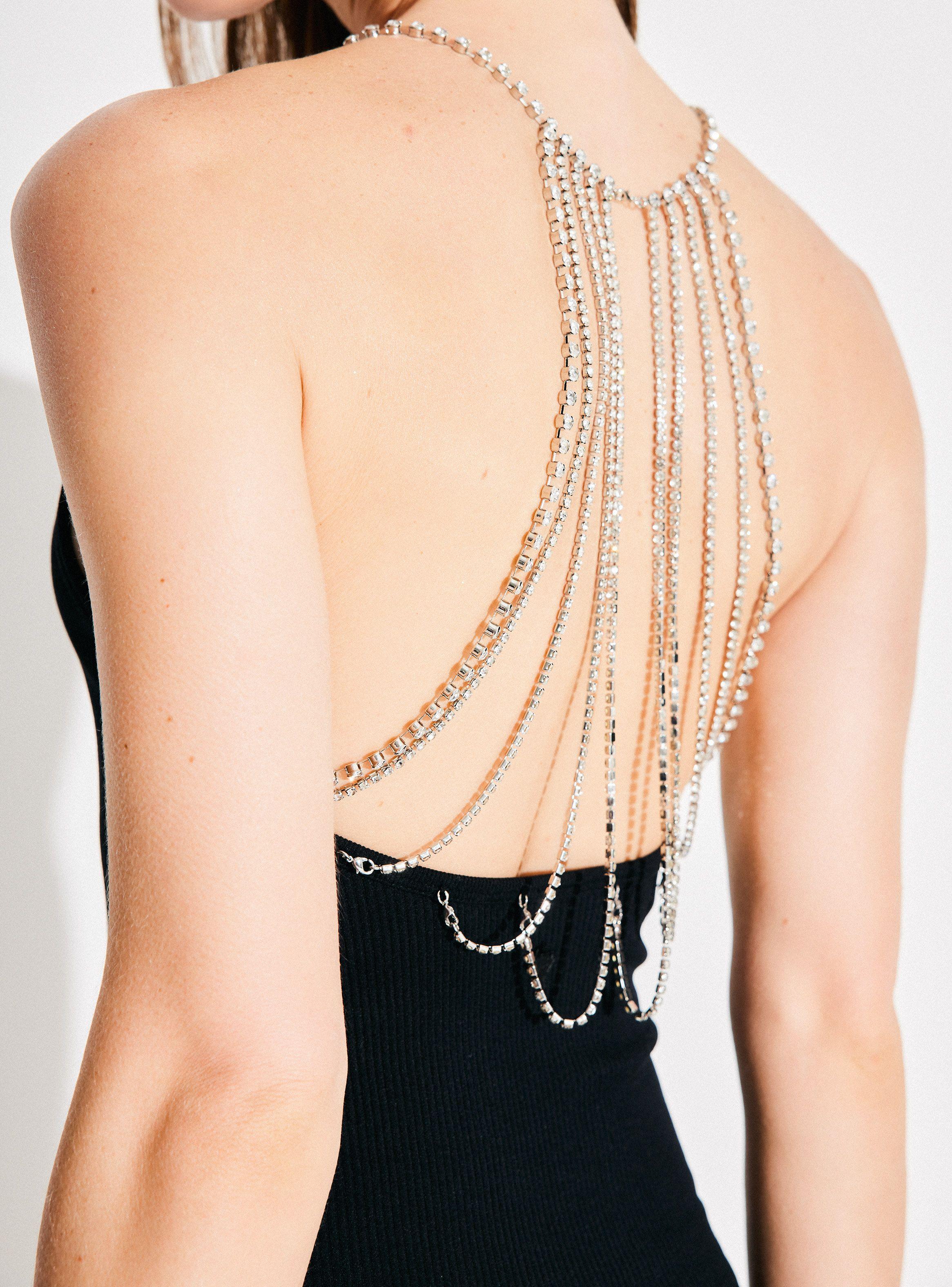Vestido Espalda Descubierta con Cadenas de Strass-3