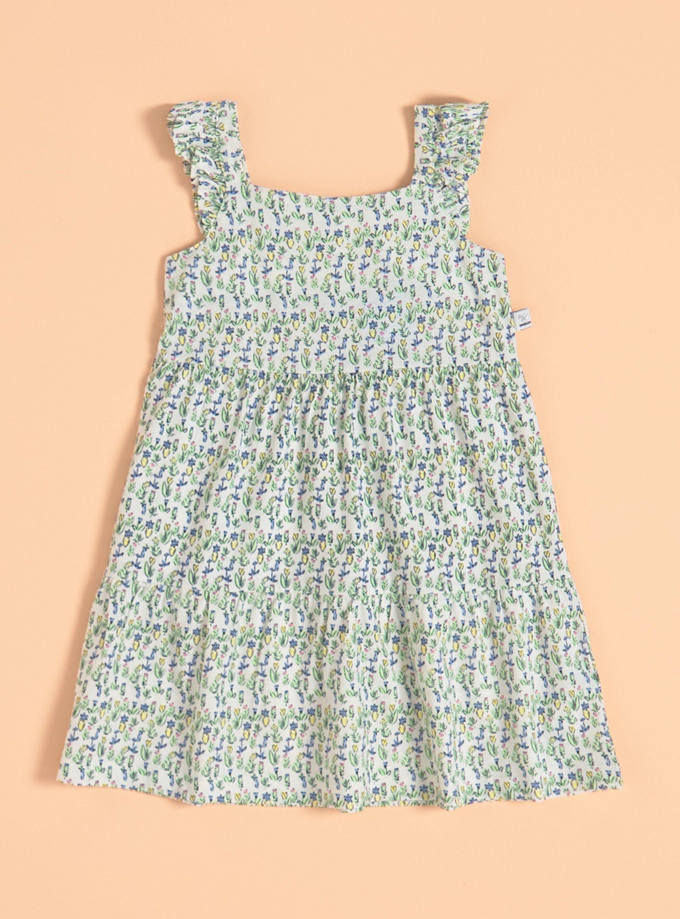 Vestido Estampado con Mangas con Vuelos-0