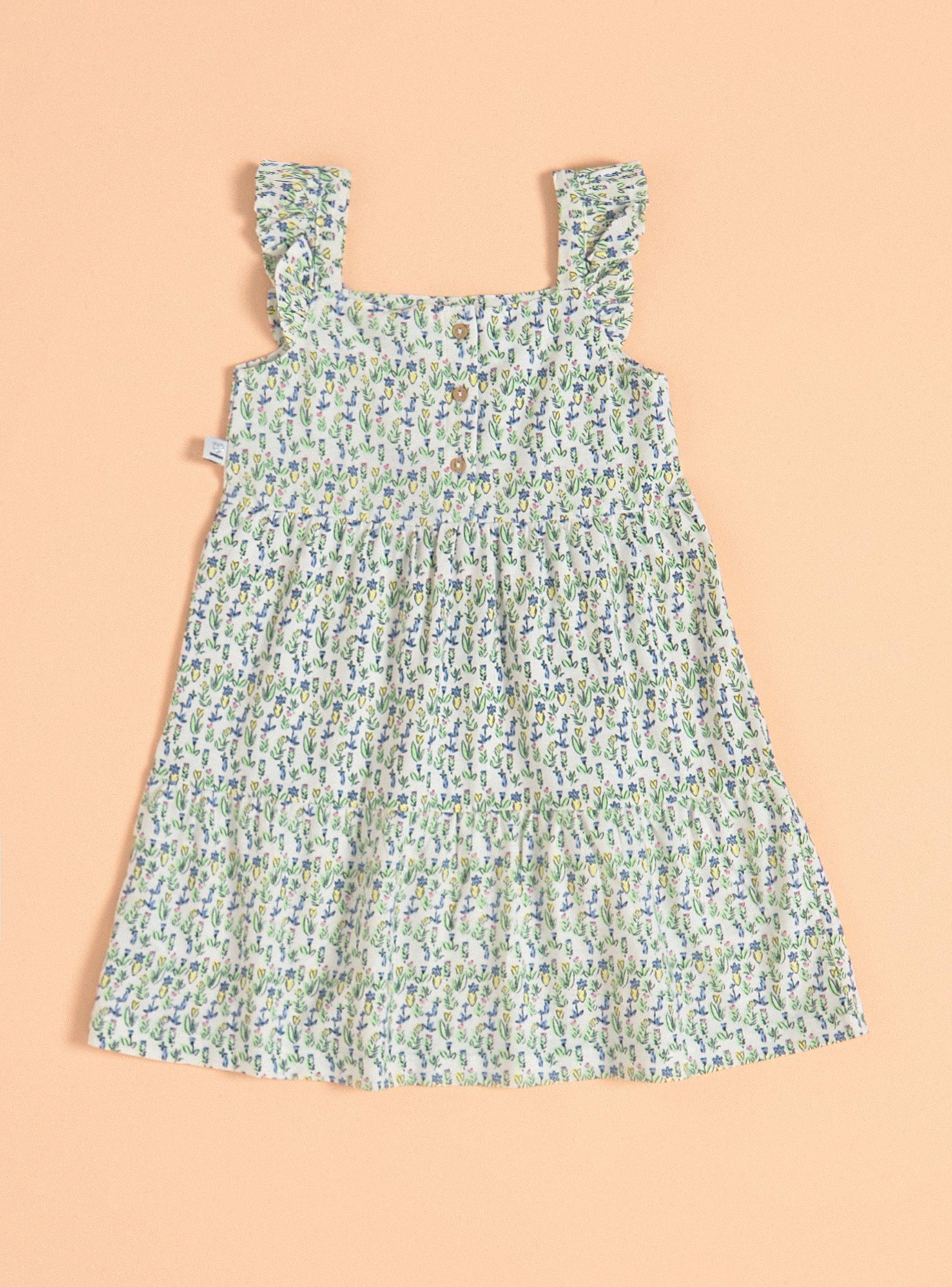 Vestido Estampado con Mangas con Vuelos-1